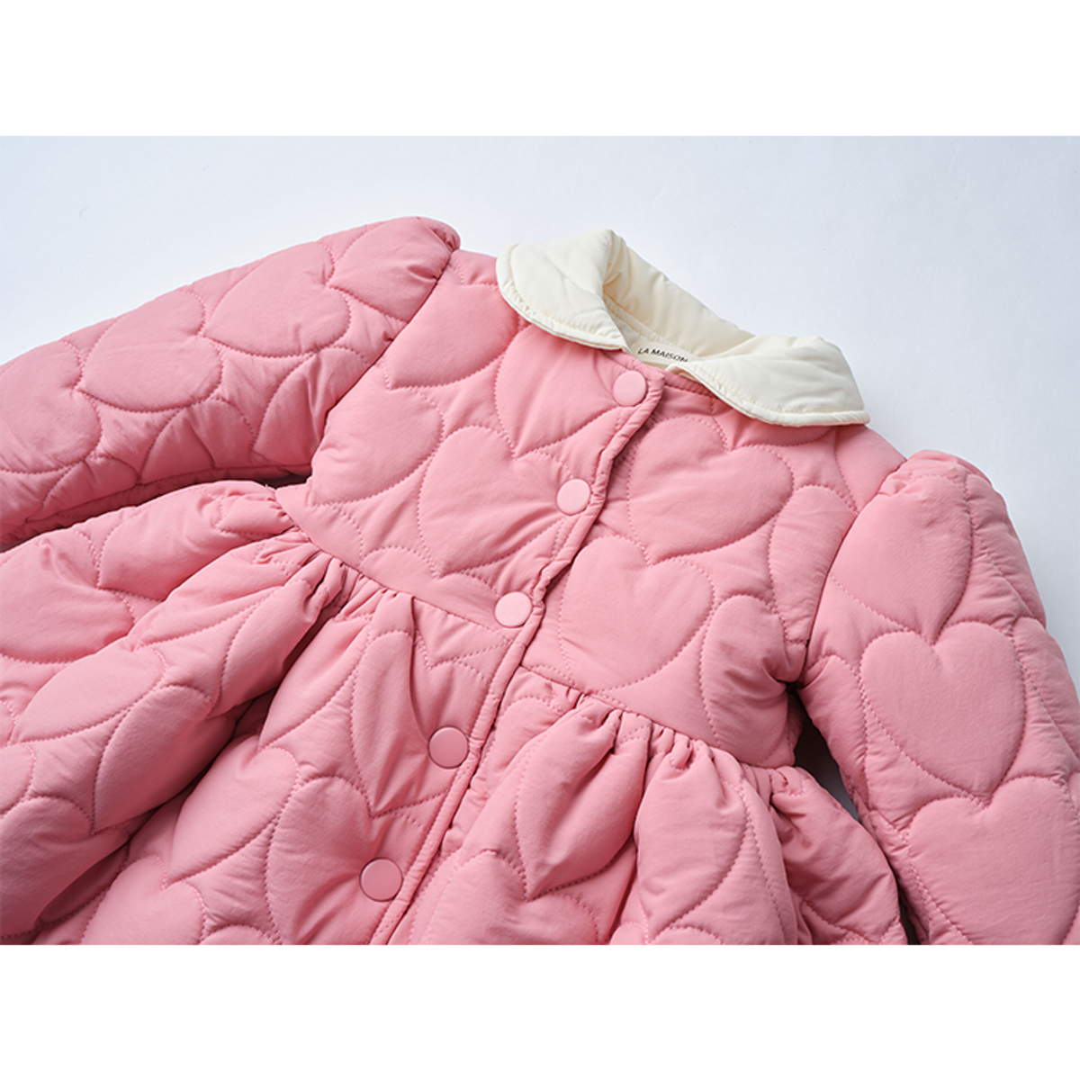 라메종드도도(LA MAISON DE DODO) Lady Jane Puffer Long Jacket ( Flamingo Pink / Ivory )_ 여아용 롱패딩