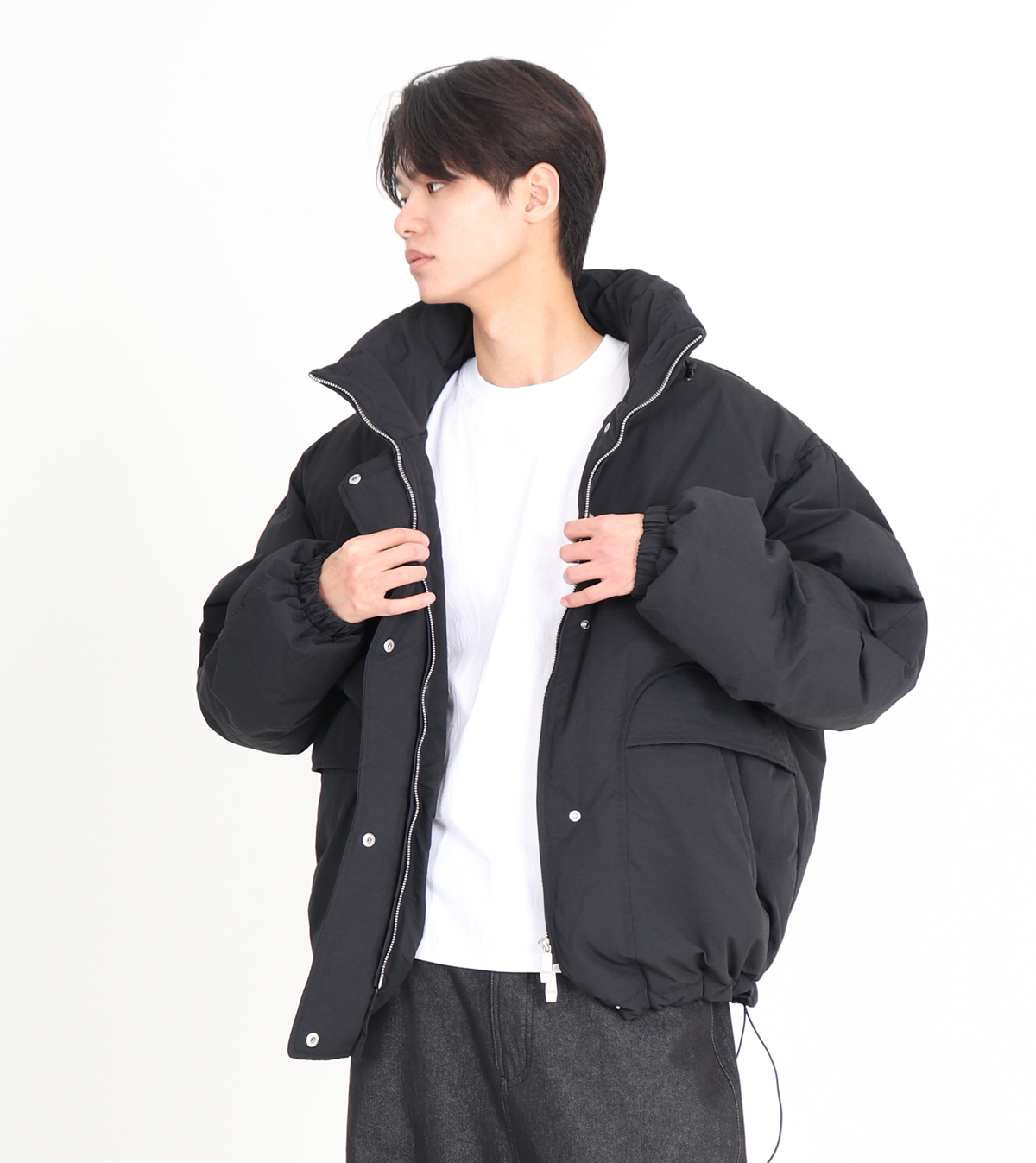 버튼서울(BUTTON SEOUL) [덕 다운 80/20] 크링클랩스원단 데일리 푸퍼 패딩 자켓 2color (블랙)