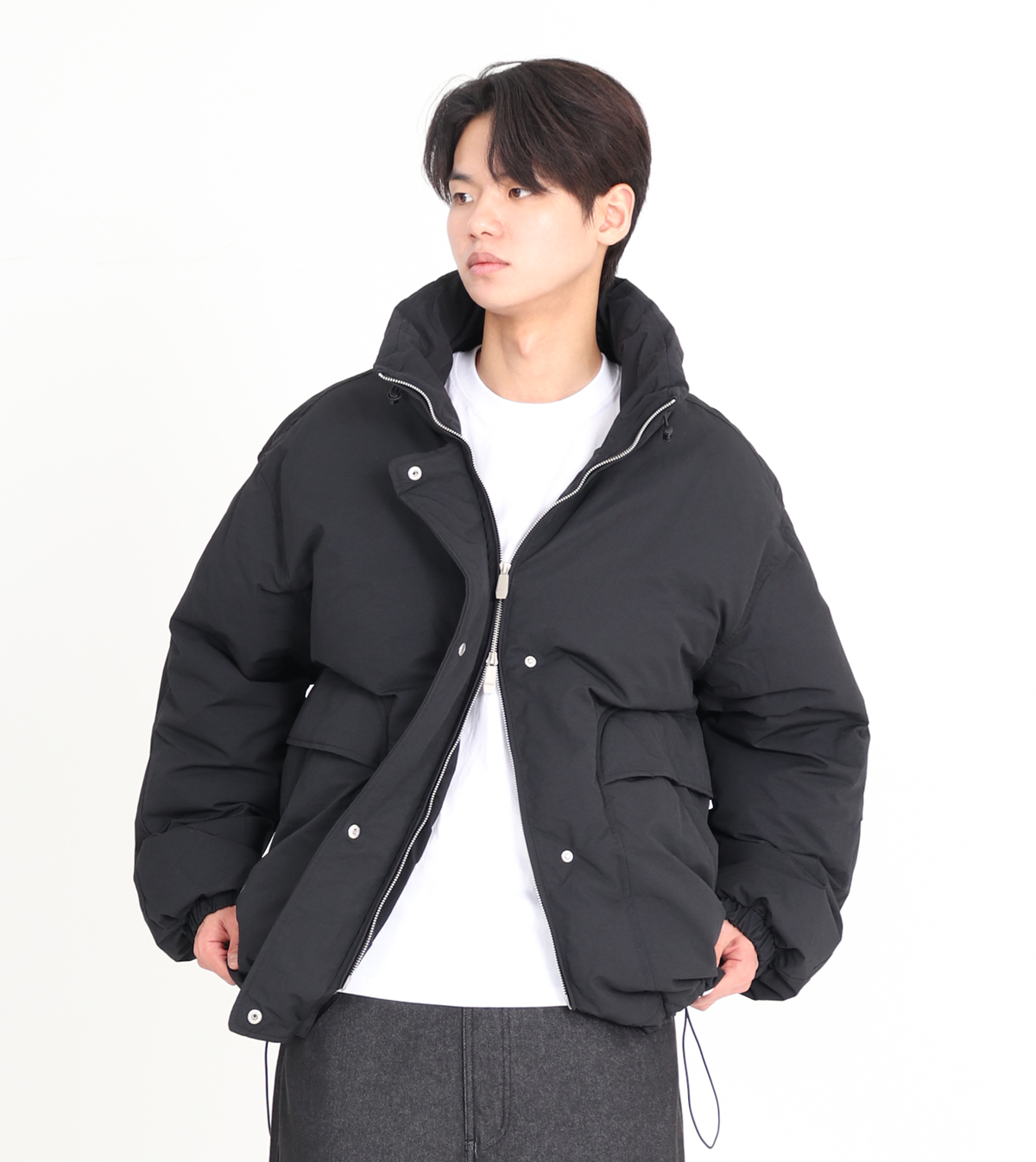 버튼서울(BUTTON SEOUL) [덕 다운 80/20] 크링클랩스원단 데일리 푸퍼 패딩 자켓 2color (블랙)