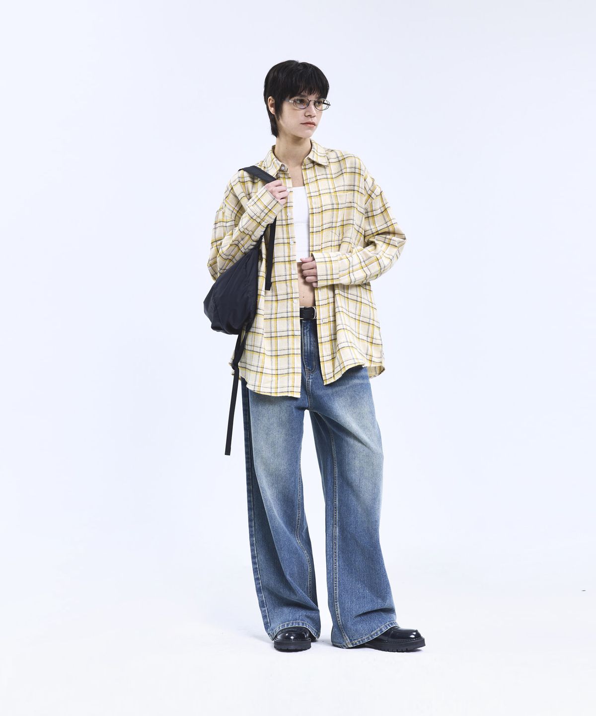 스탠다드에러(STANDARDERROR) 87-STAN164 빈티지 프론트 캣샌드 워싱 와이드 데님팬츠 빈티지블루