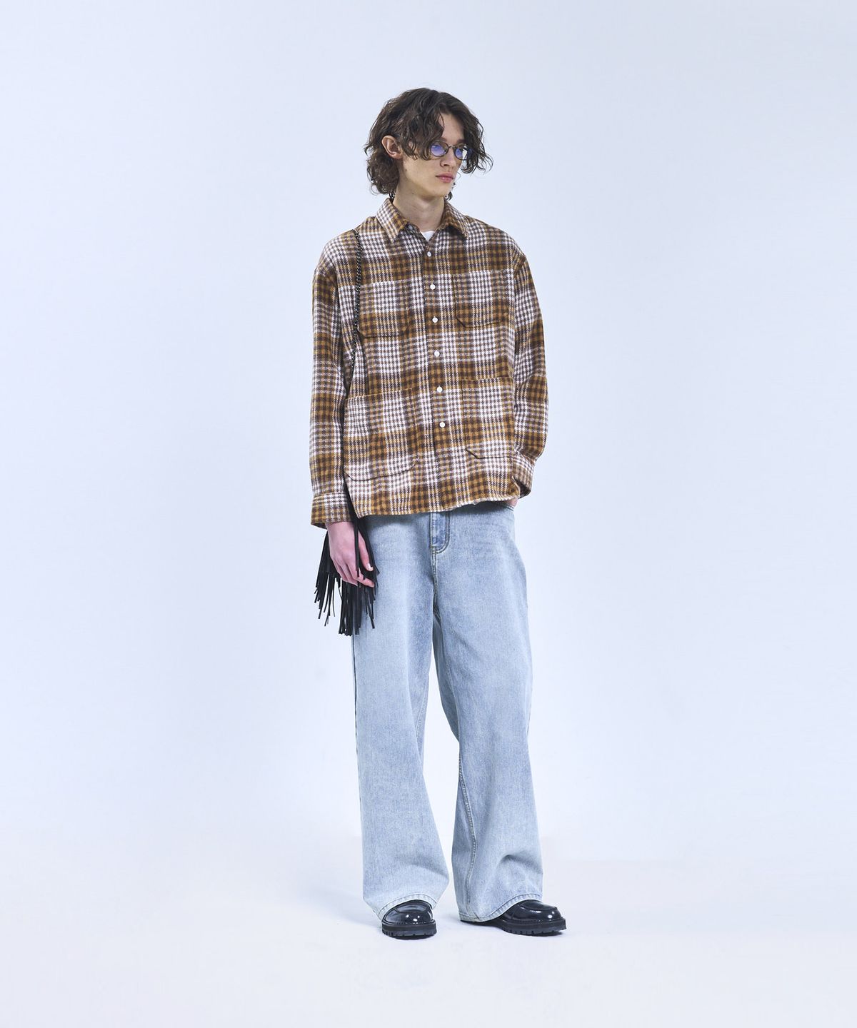 스탠다드에러(STANDARDERROR) 87-STAN169 빈티지 데미지 캣샌드 워싱 와이드 데님팬츠 빈티지블리치