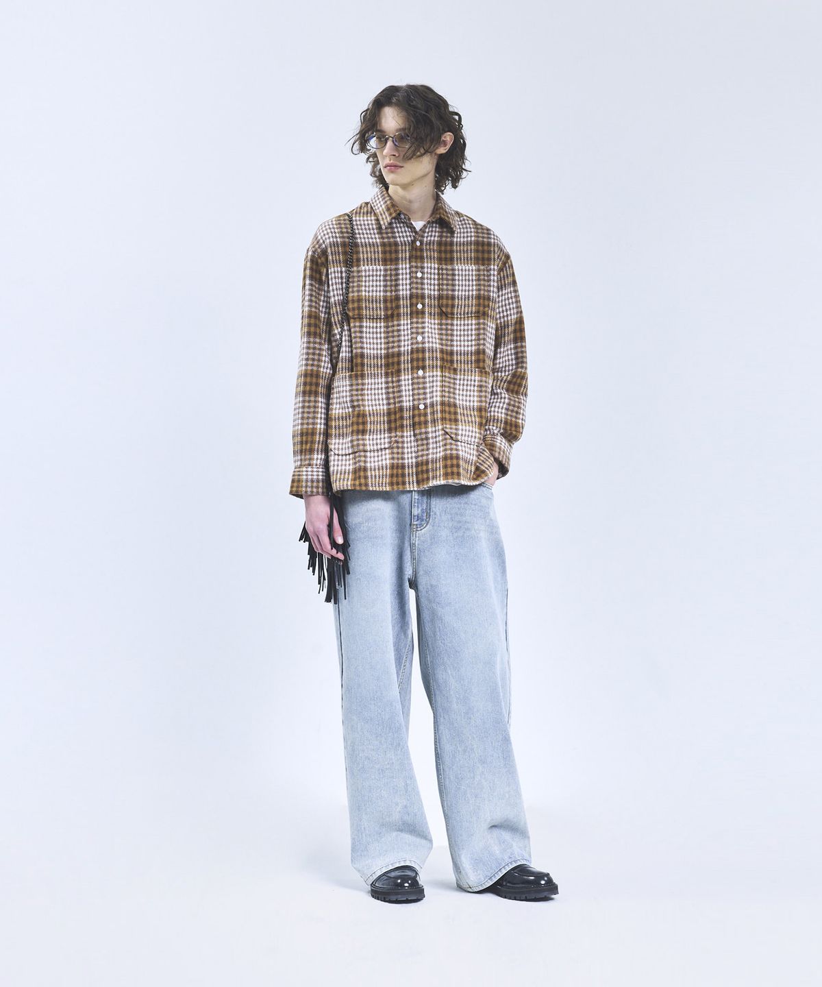 스탠다드에러(STANDARDERROR) 87-STAN169 빈티지 데미지 캣샌드 워싱 와이드 데님팬츠 빈티지블리치