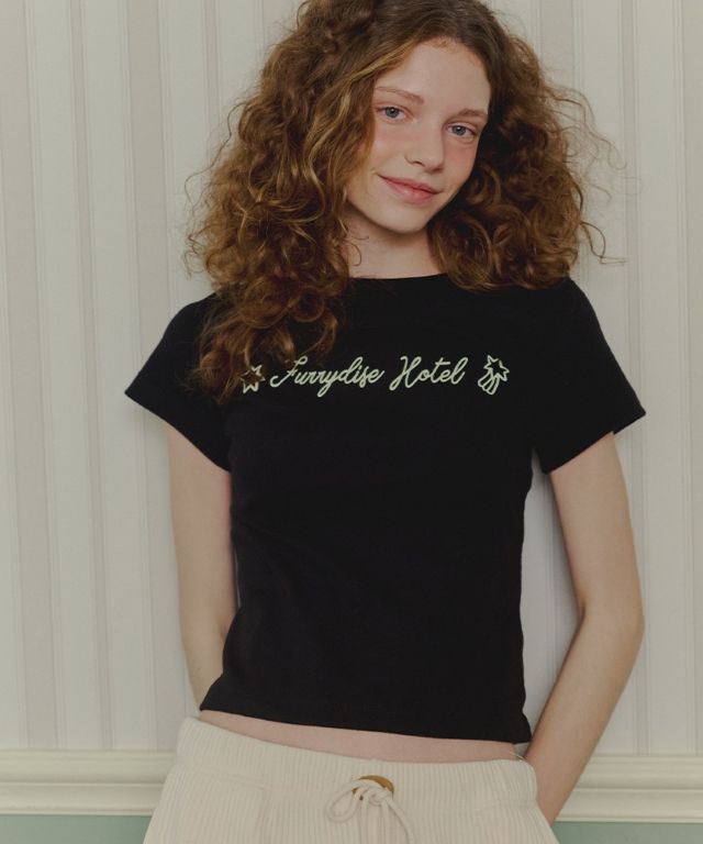 Tシャツ・カットソー RONRON [RRxNAON] DOODLE LETTERING SLIM CROP T SHIRT BLACK MUSINSA | RONRON DOODLE LETTERING SLIM CROP T SHIRT BLACK