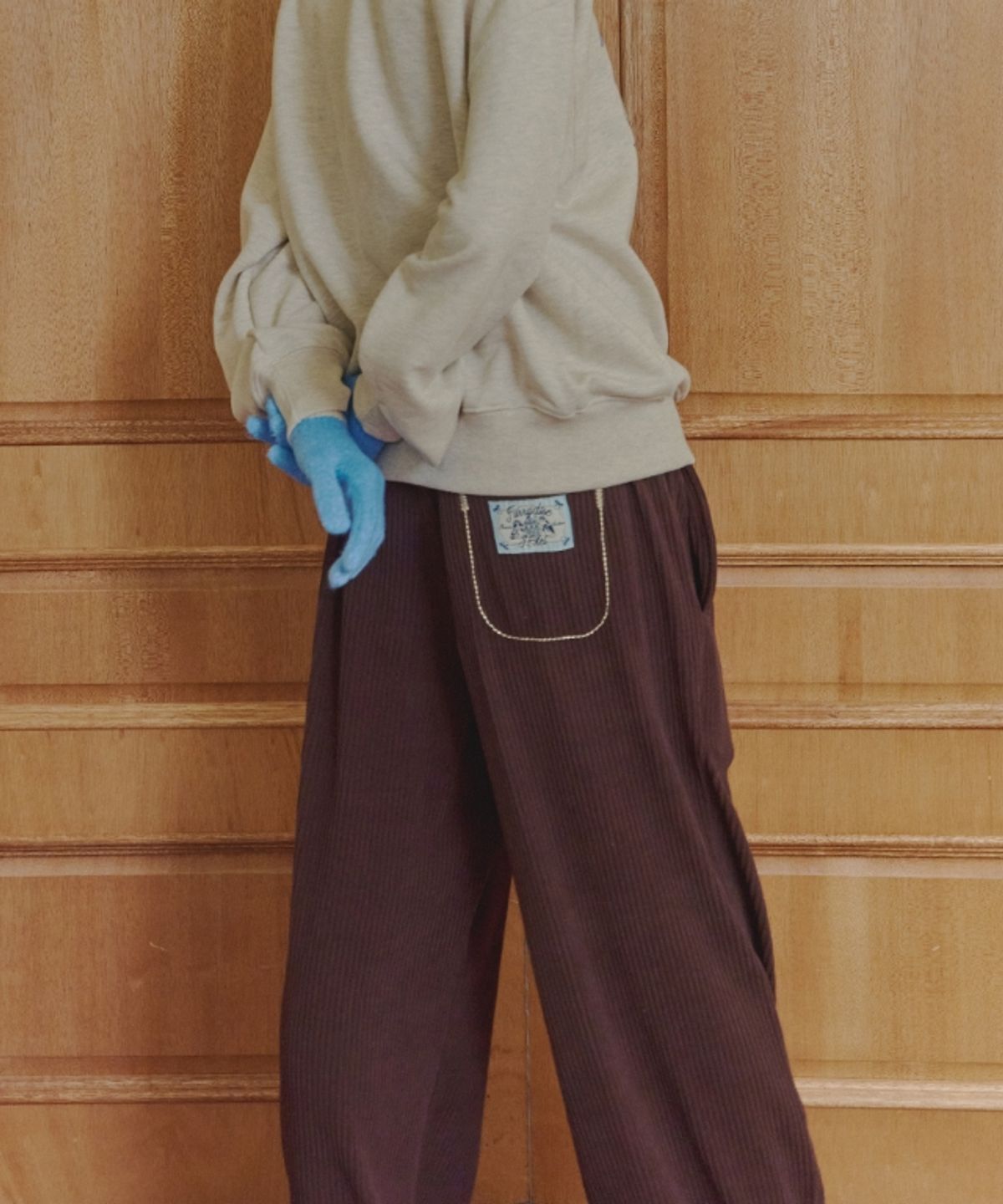론론(RONRON) STITCH CORDUROY TRACK PANTS BROWN