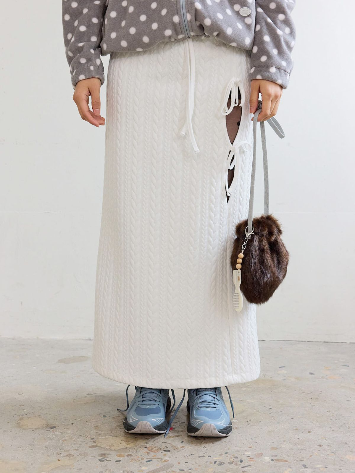 콜로신스(COLOCYNTH) Two Leaves Padding Long Skirt White