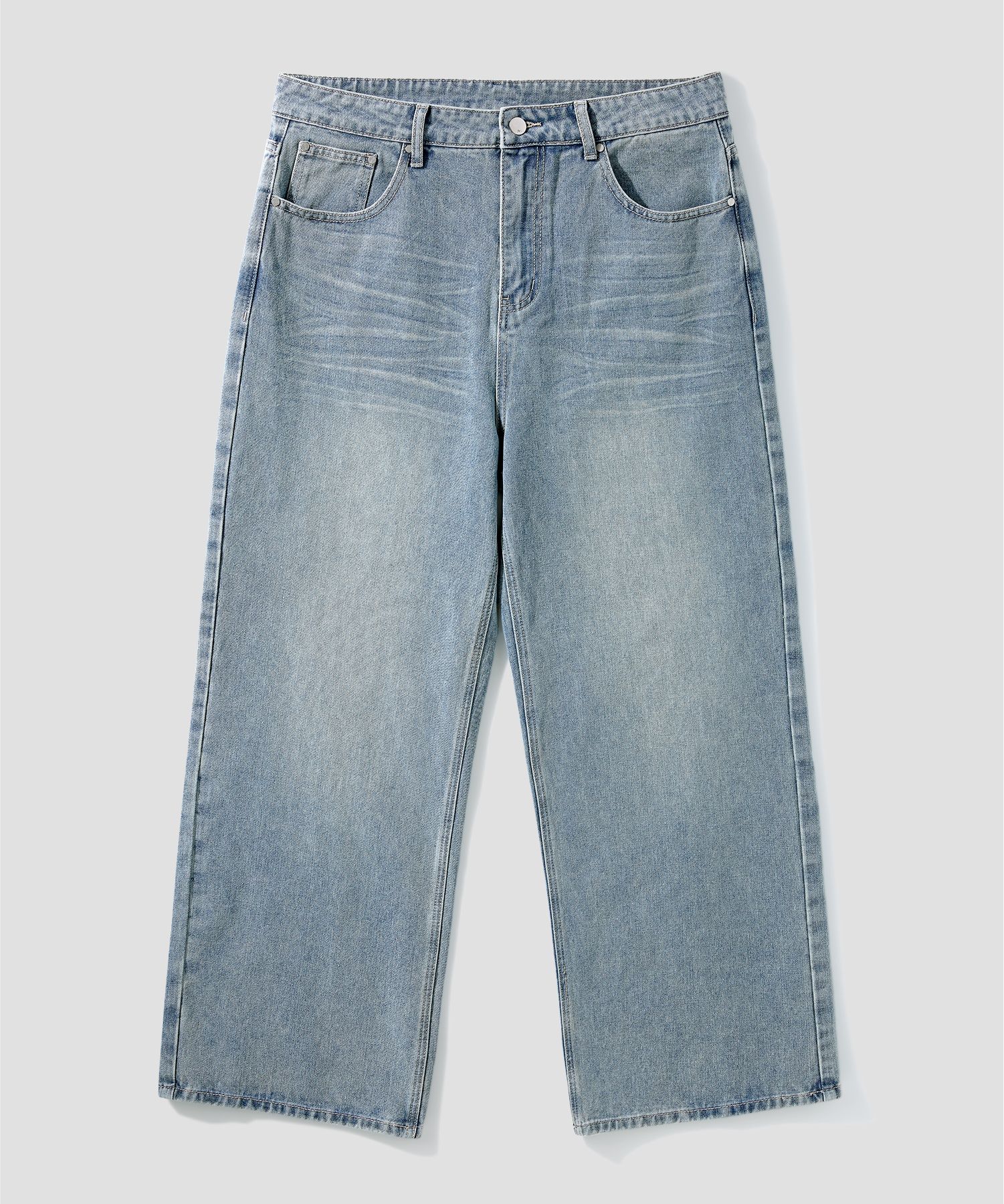 【BAON】[unisex] Mudit Cat Washing Wide Banding Denim Pants MUSINSA | SYNERJYN SAND CAT WASHING DENIM PANTS BLUE