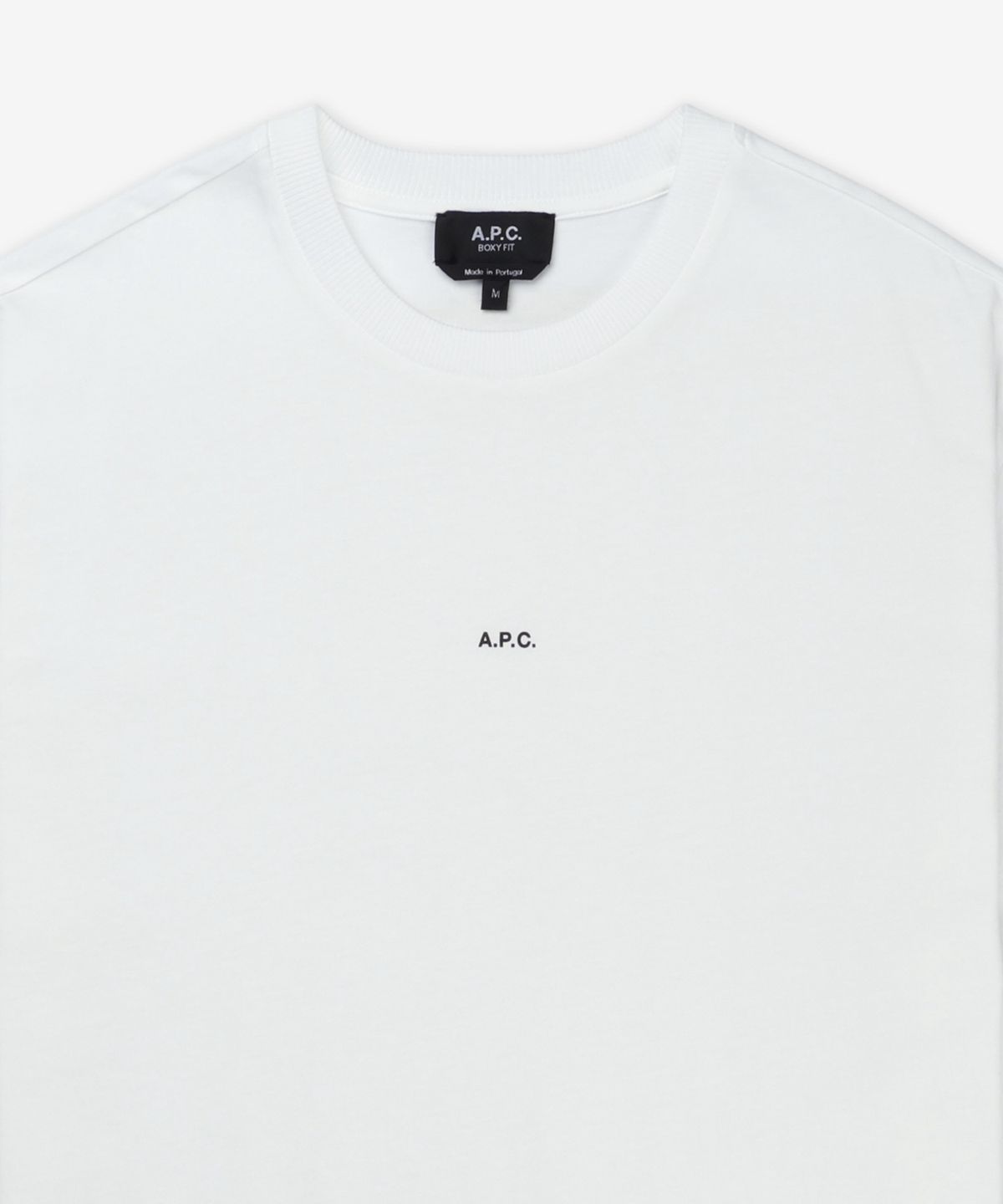 아페쎄(A.P.C.) 마이크로 로고 박시핏 반소매 티셔츠 - 화이트:블랙 / COHBWH26386TAG