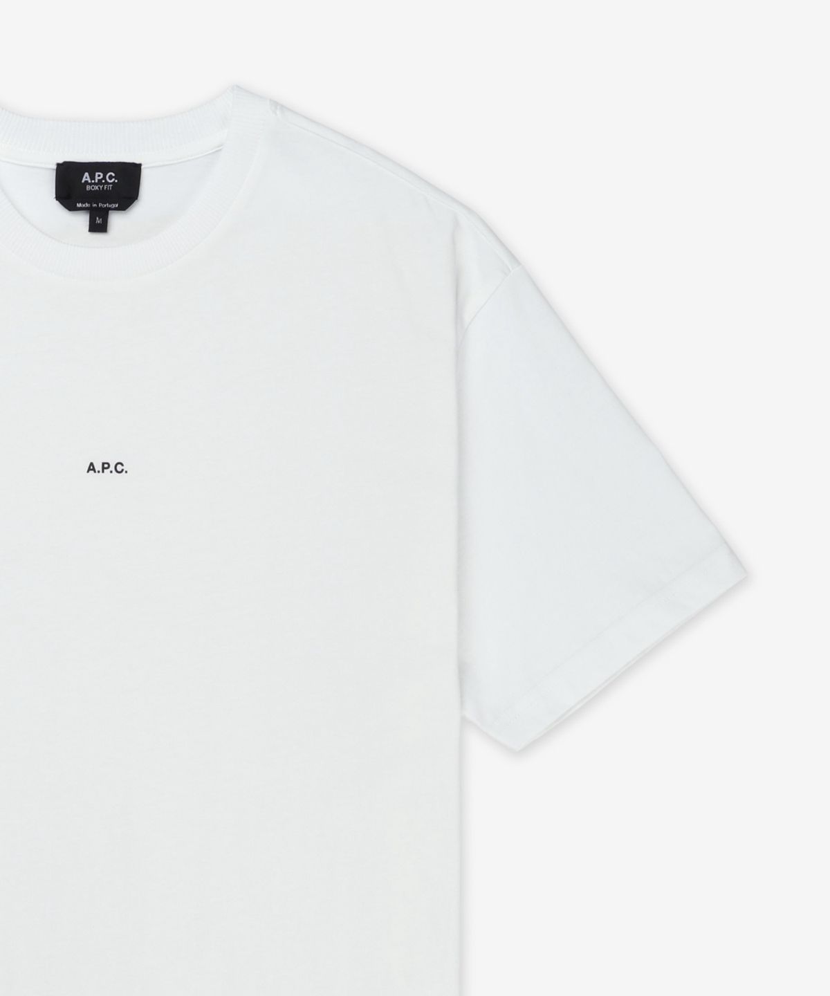아페쎄(A.P.C.) 마이크로 로고 박시핏 반소매 티셔츠 - 화이트:블랙 / COHBWH26386TAG
