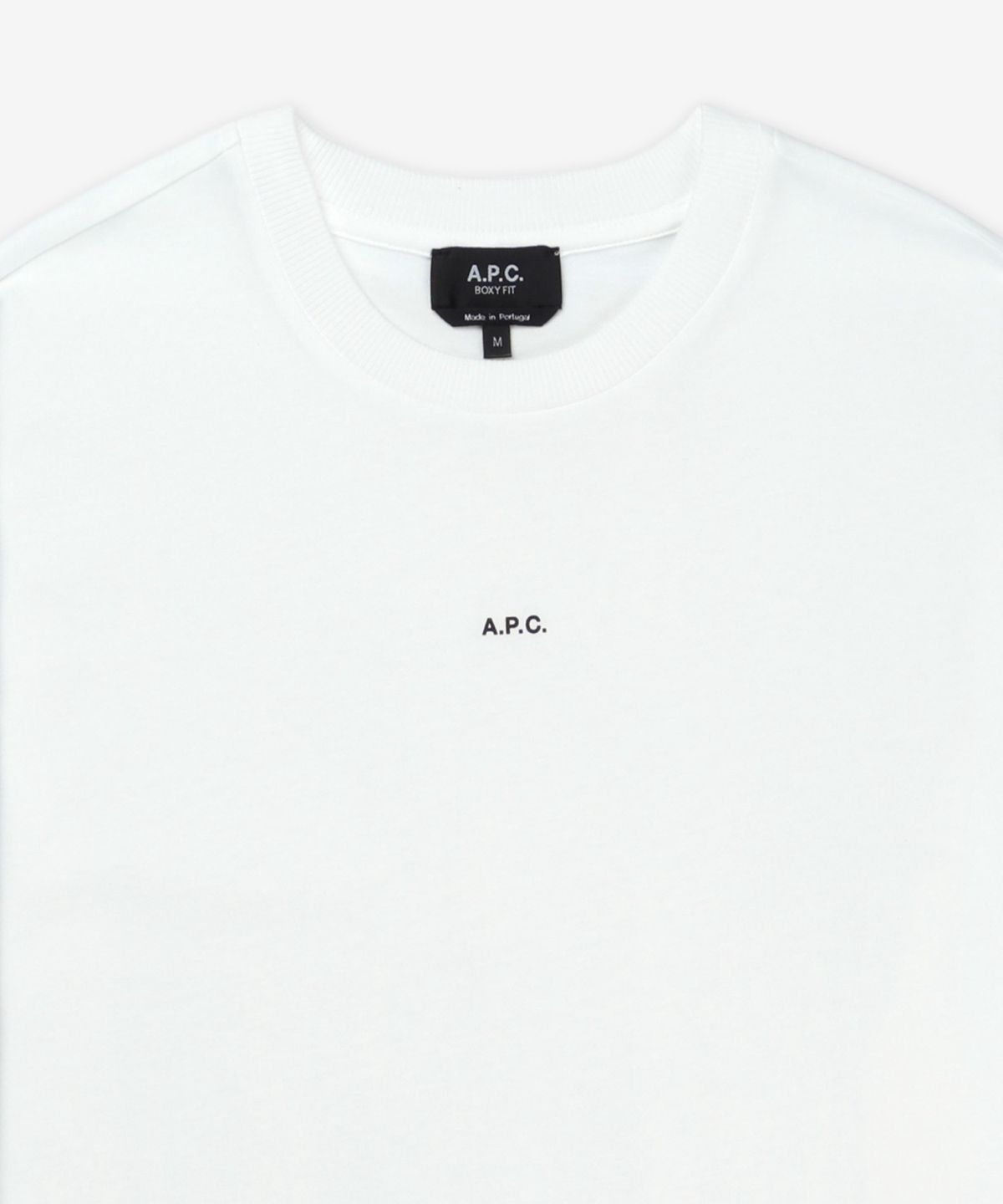 아페쎄(A.P.C.) 마이크로 로고 박시핏 반소매 티셔츠 - 화이트:블랙 / COHBWF26387TAG