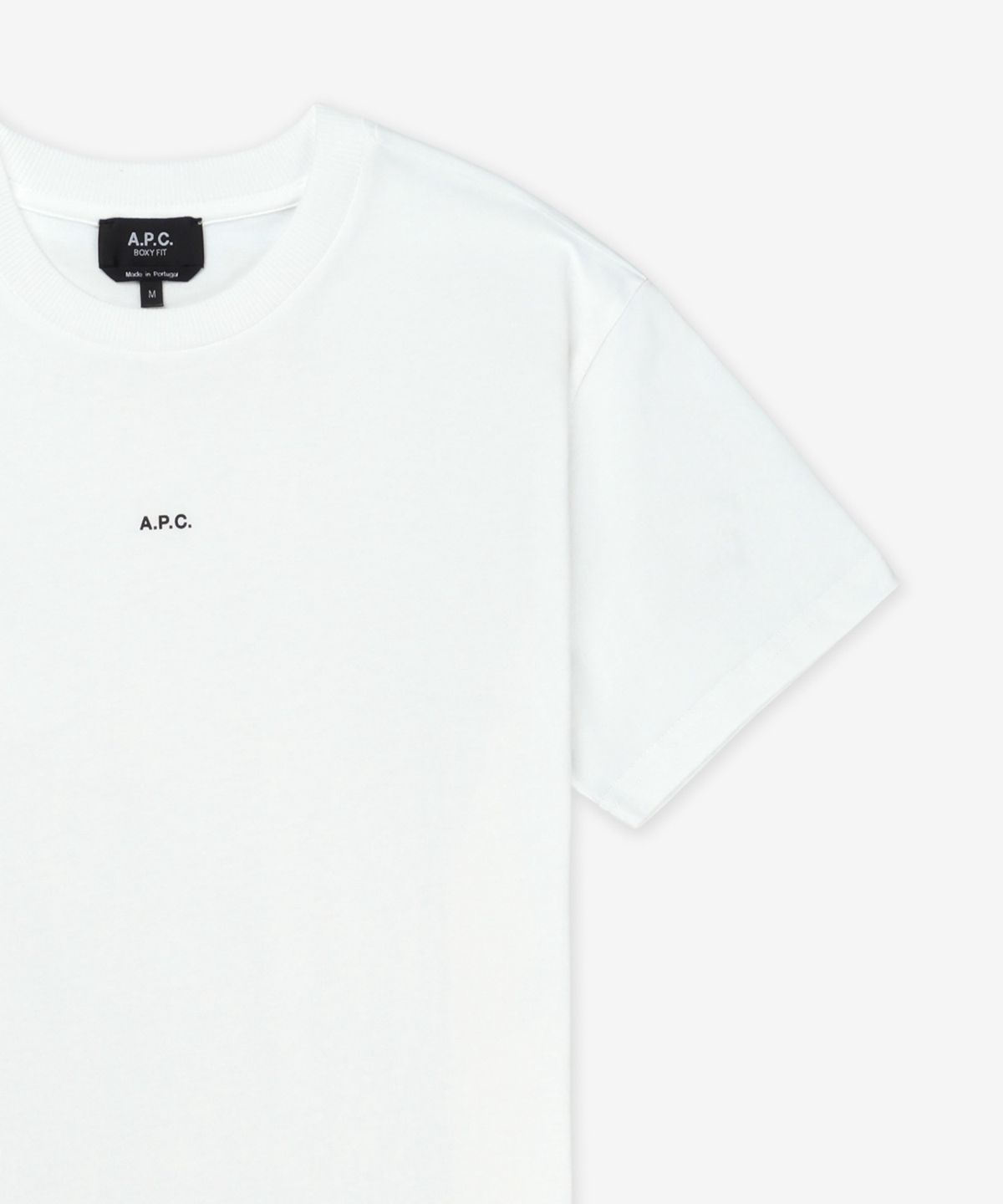 아페쎄(A.P.C.) 마이크로 로고 박시핏 반소매 티셔츠 - 화이트:블랙 / COHBWF26387TAG