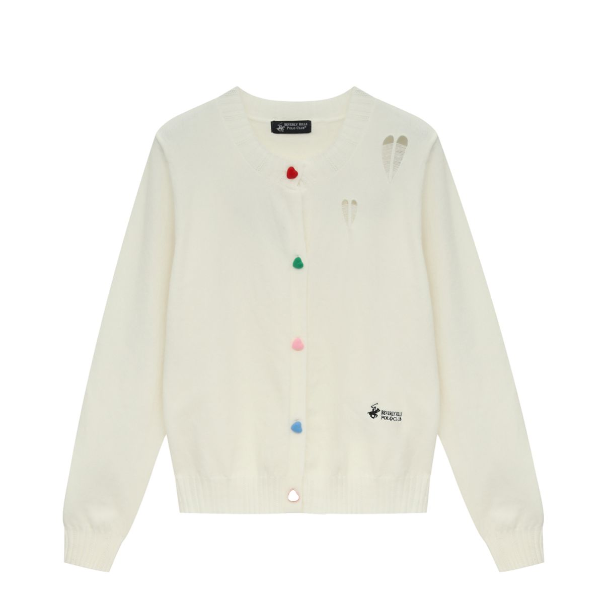 비버리힐스 폴로클럽(BHPOLOCLUB) 여성 하트 버튼 포인트 니트 가디건 4Color TK219
