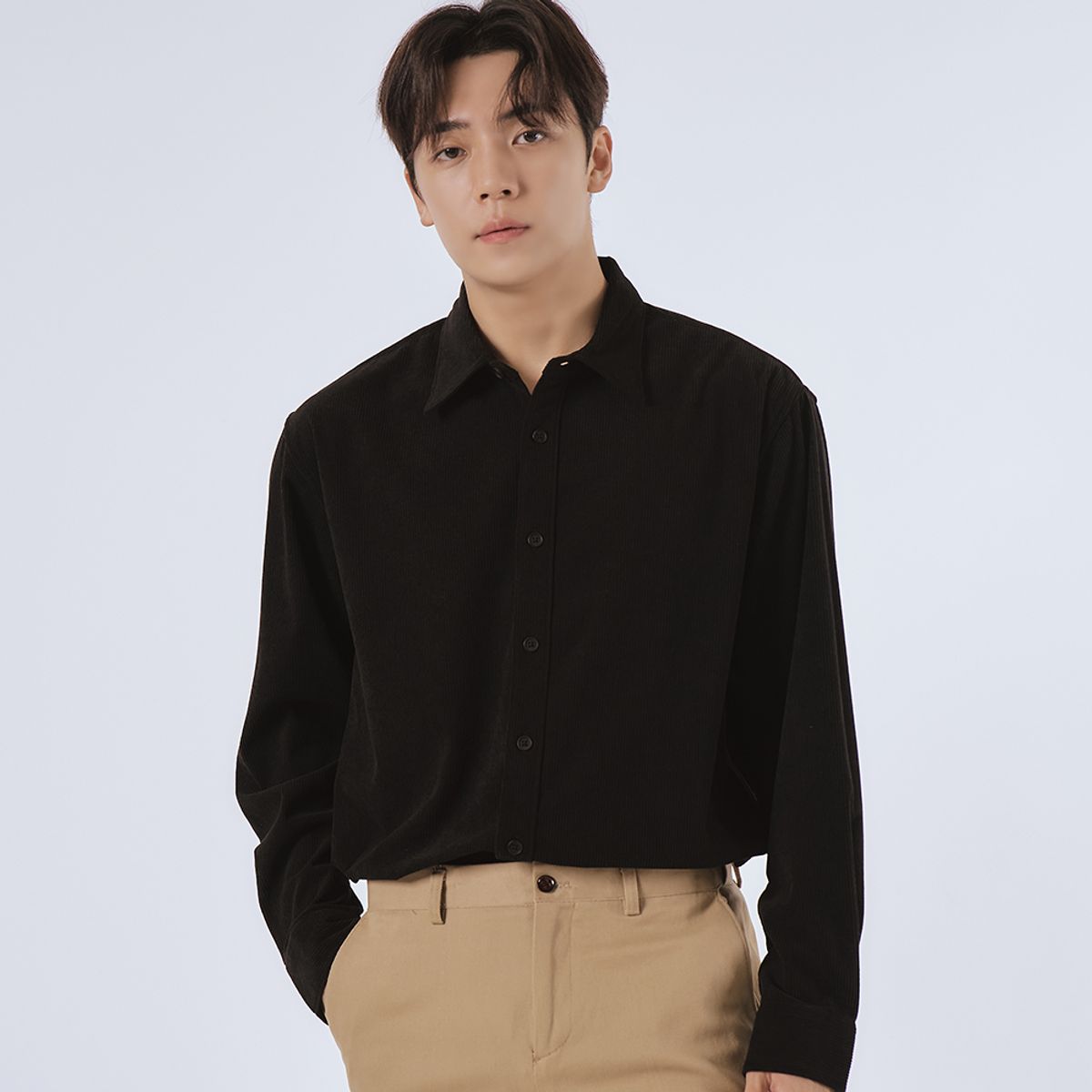 엘엑스티(LXT) 코듀로이 스트레이트 셔츠 [블랙]