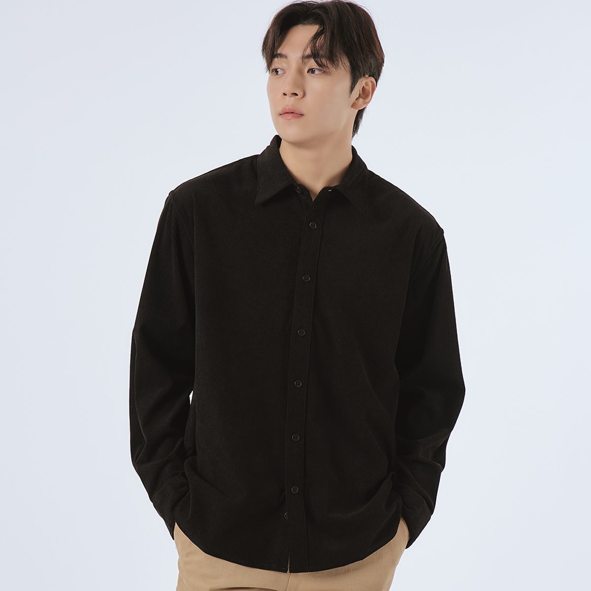 엘엑스티(LXT) 코듀로이 스트레이트 셔츠 [블랙]