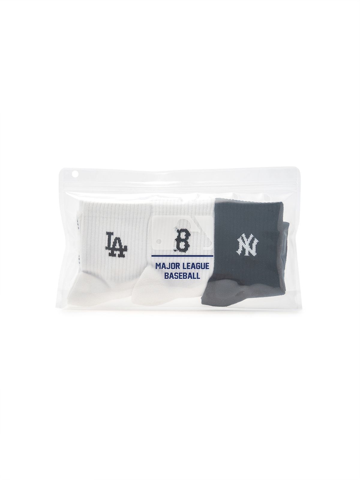 엠엘비(MLB) 데일리 스몰로고 중목양말 3족세트 MLB (Black)