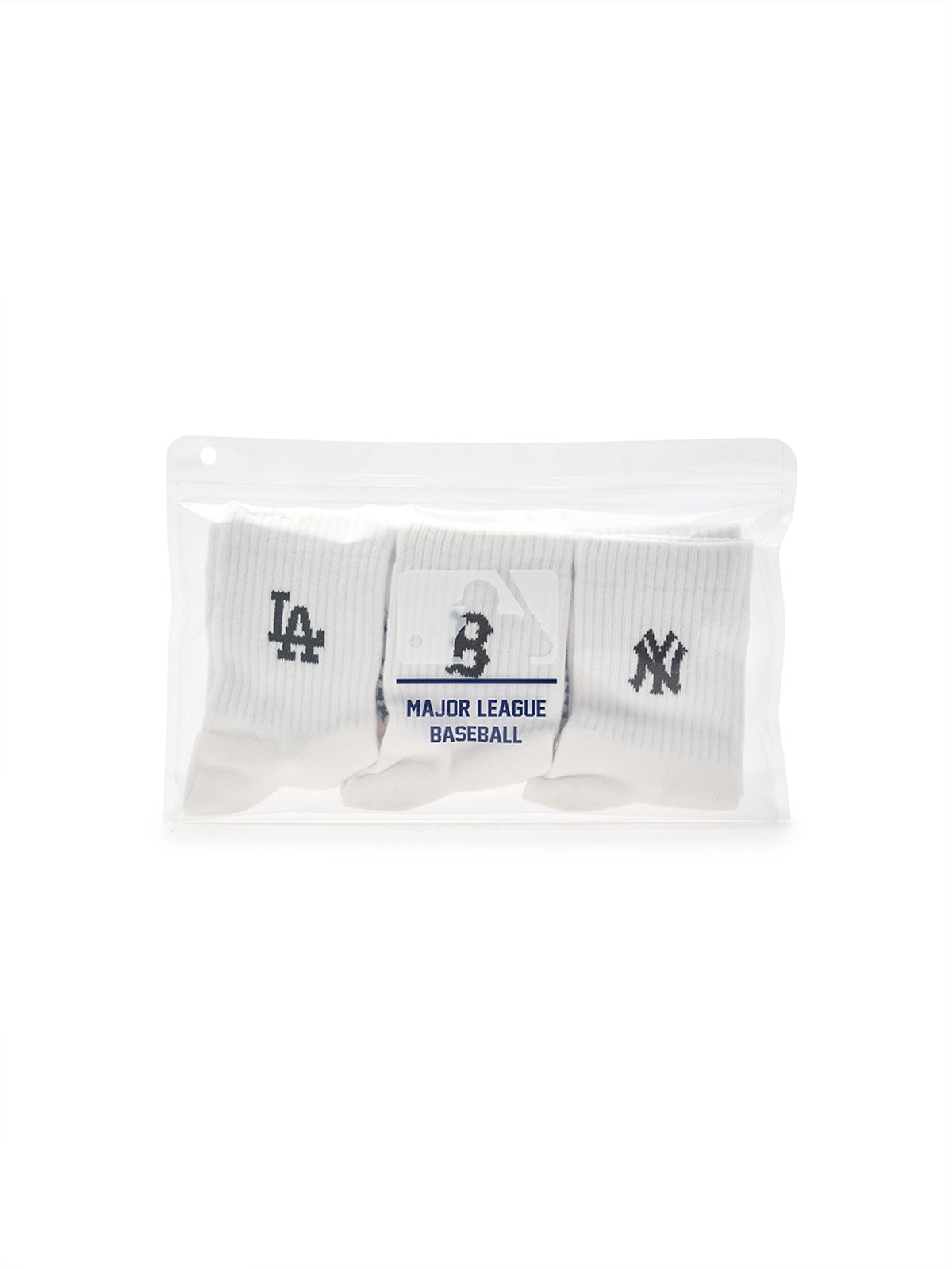 엠엘비(MLB) 데일리 스몰로고 중목양말 3족세트 MLB (White)