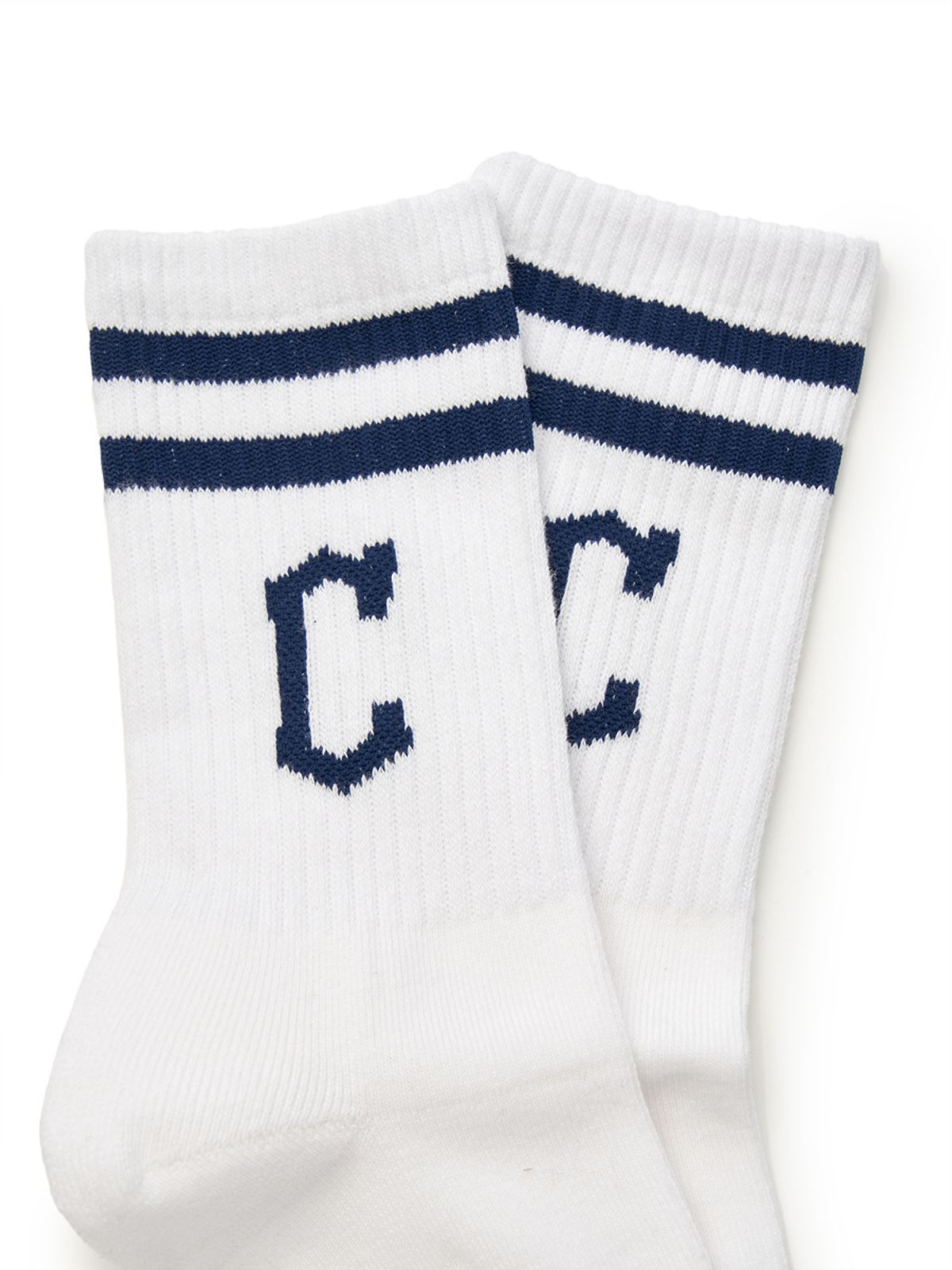 엠엘비(MLB) 빅로고 스트라이프 장목양말 CLE (White)