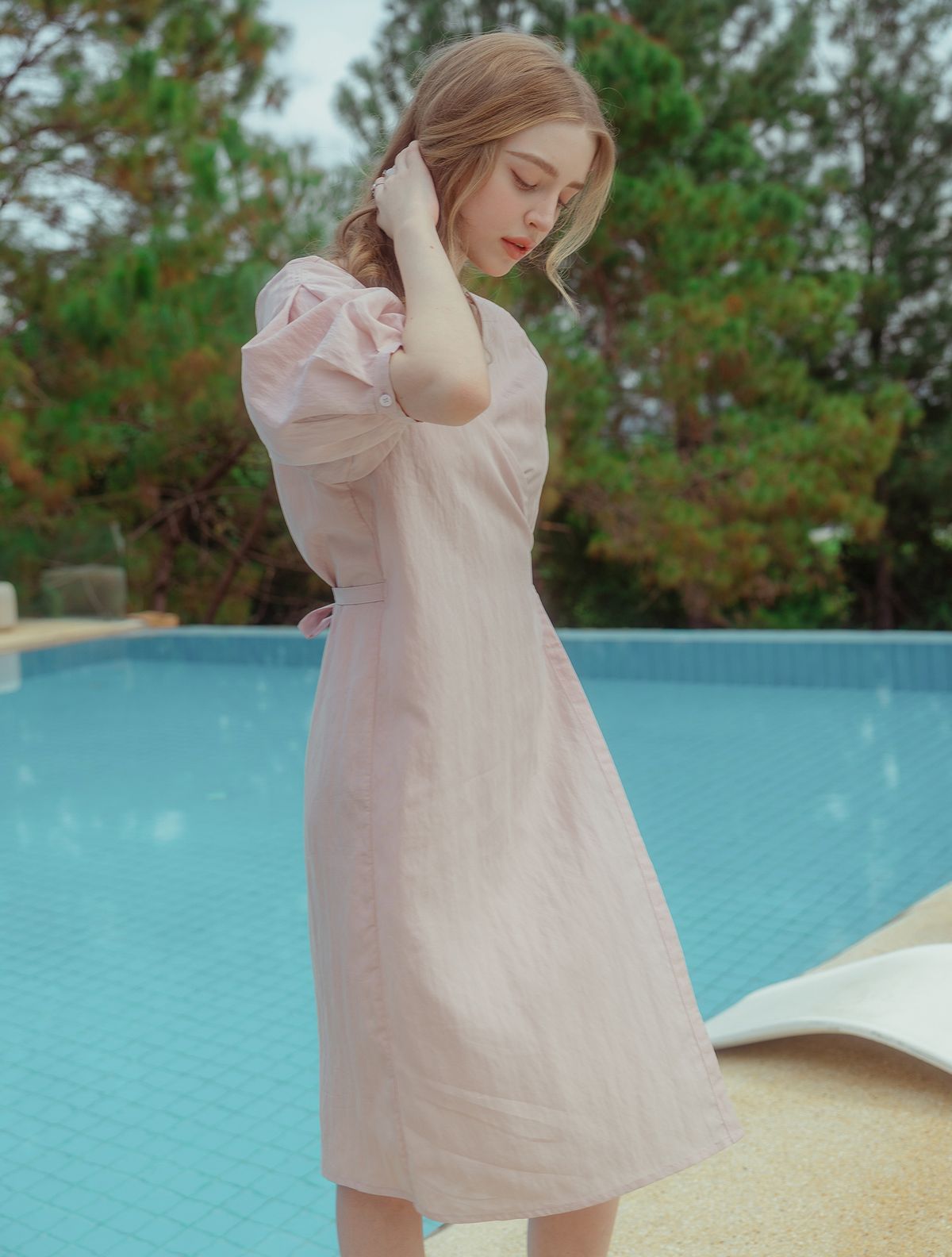 아이엠클레어(IMCLAIRE) 엘본 비치 로브 드레스 핑크