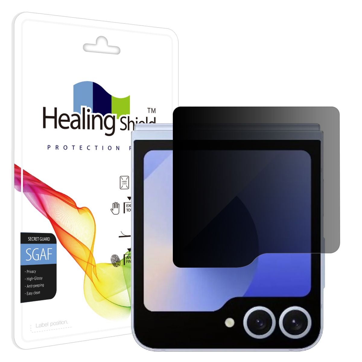 힐링쉴드(HEALINGSHIELD) 갤럭시 Z플립6 프라이버시 사생활 보호필름 케이스형 외부액정 2매