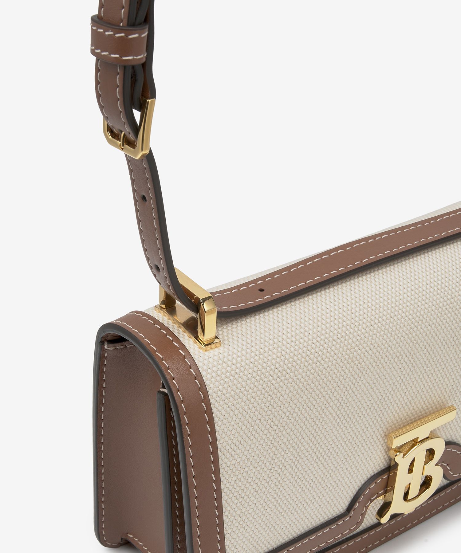 MUSINSA | BURBERRY TB Leather Canvas Crossbody Bag - Beige