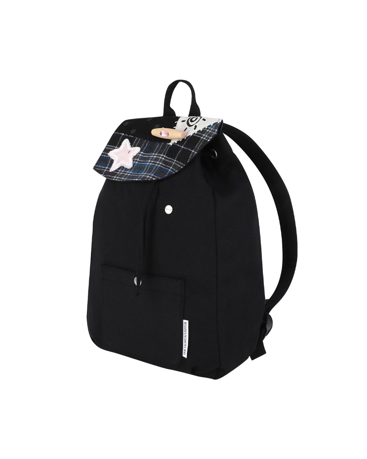 더뮤지엄비지터(THEMUSEUMVISITOR) PATCHWORK STRING MINI BACKPACK (BLACK)