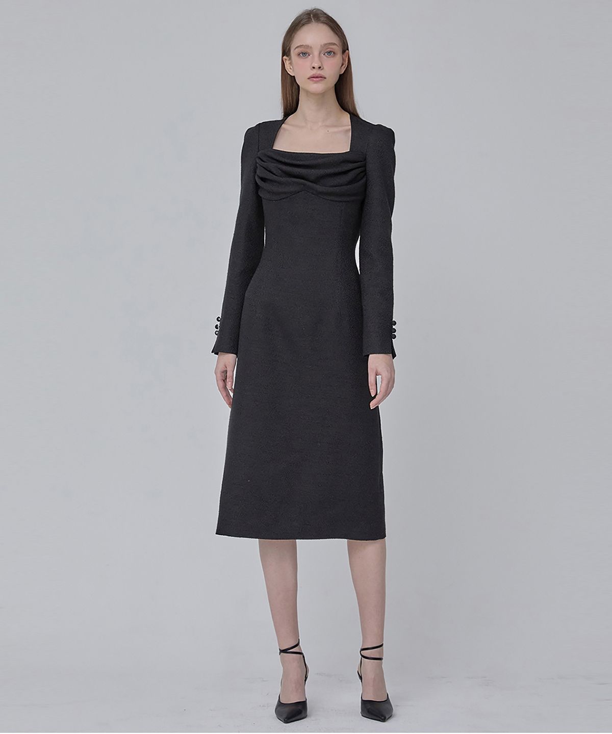 쥴리앤칼라(JULIY&CALLA) 24  FW 칼라108 디어 비비안 트위드원피스  블랙