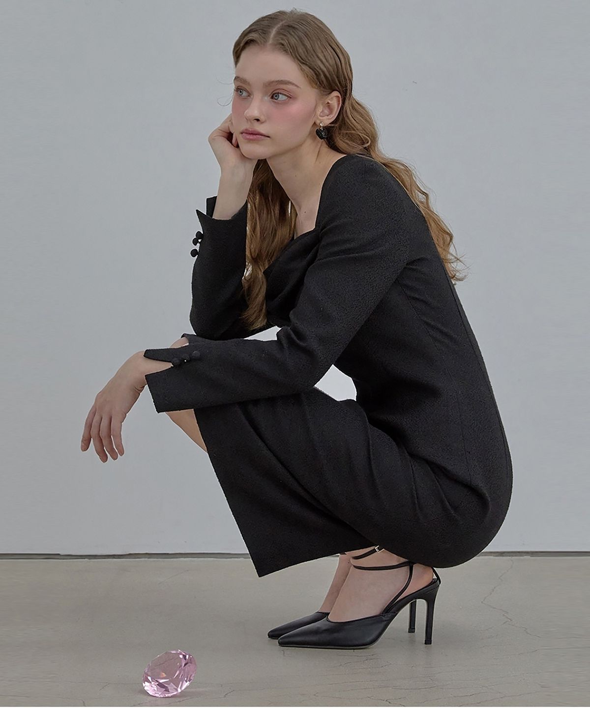 쥴리앤칼라(JULIY&CALLA) 24  FW 칼라108 디어 비비안 트위드원피스  블랙