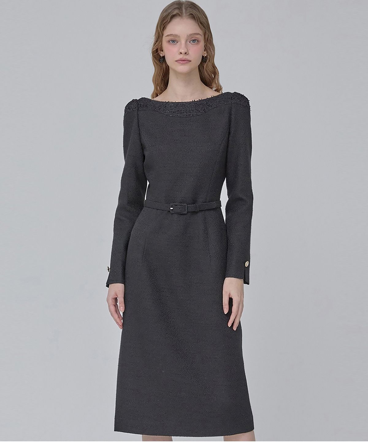 쥴리앤칼라(JULIY&CALLA) 24  FW 칼라105 디어 홀리 트위드원피스  블랙