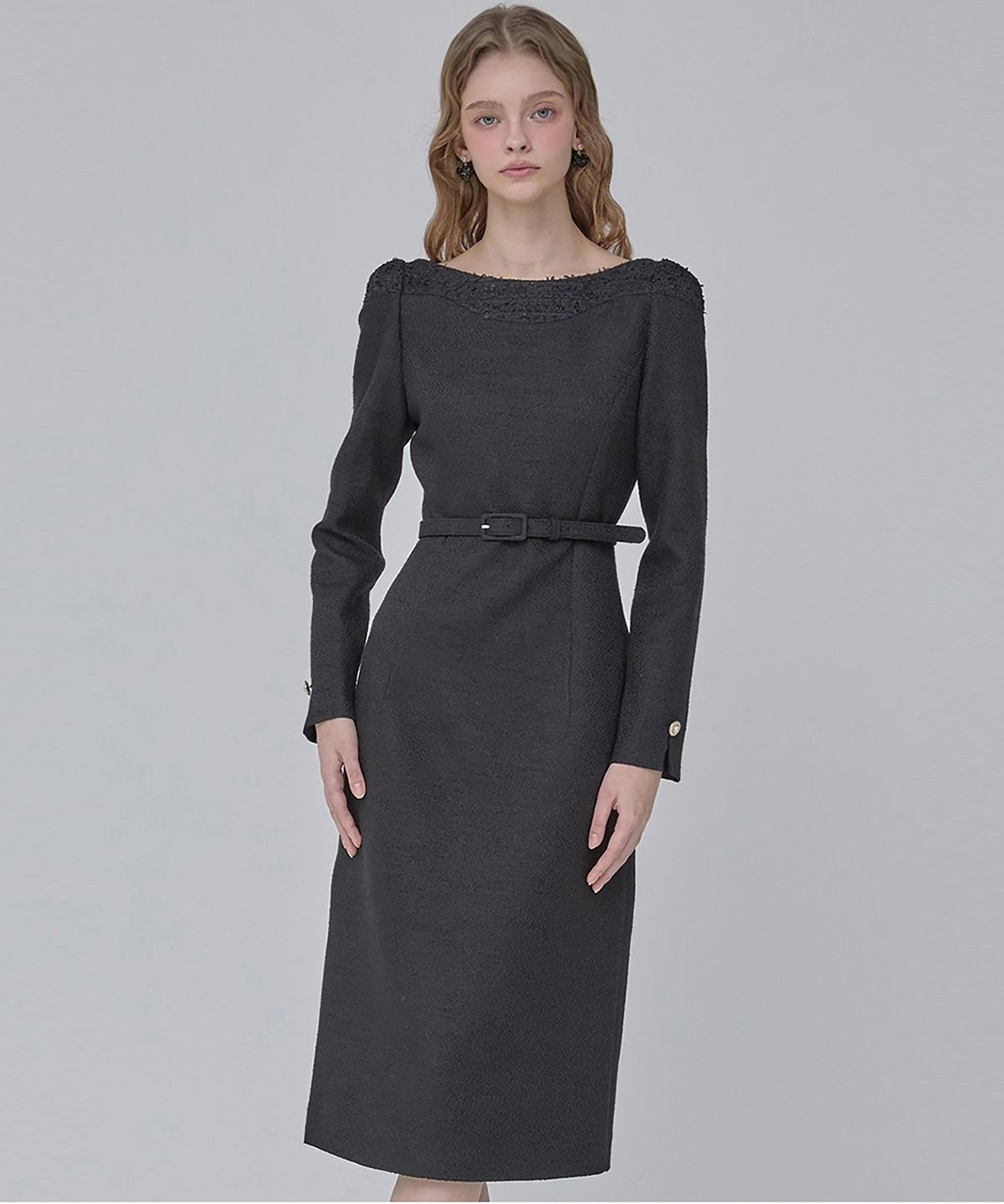 쥴리앤칼라(JULIY&CALLA) 24  FW 칼라105 디어 홀리 트위드원피스  블랙