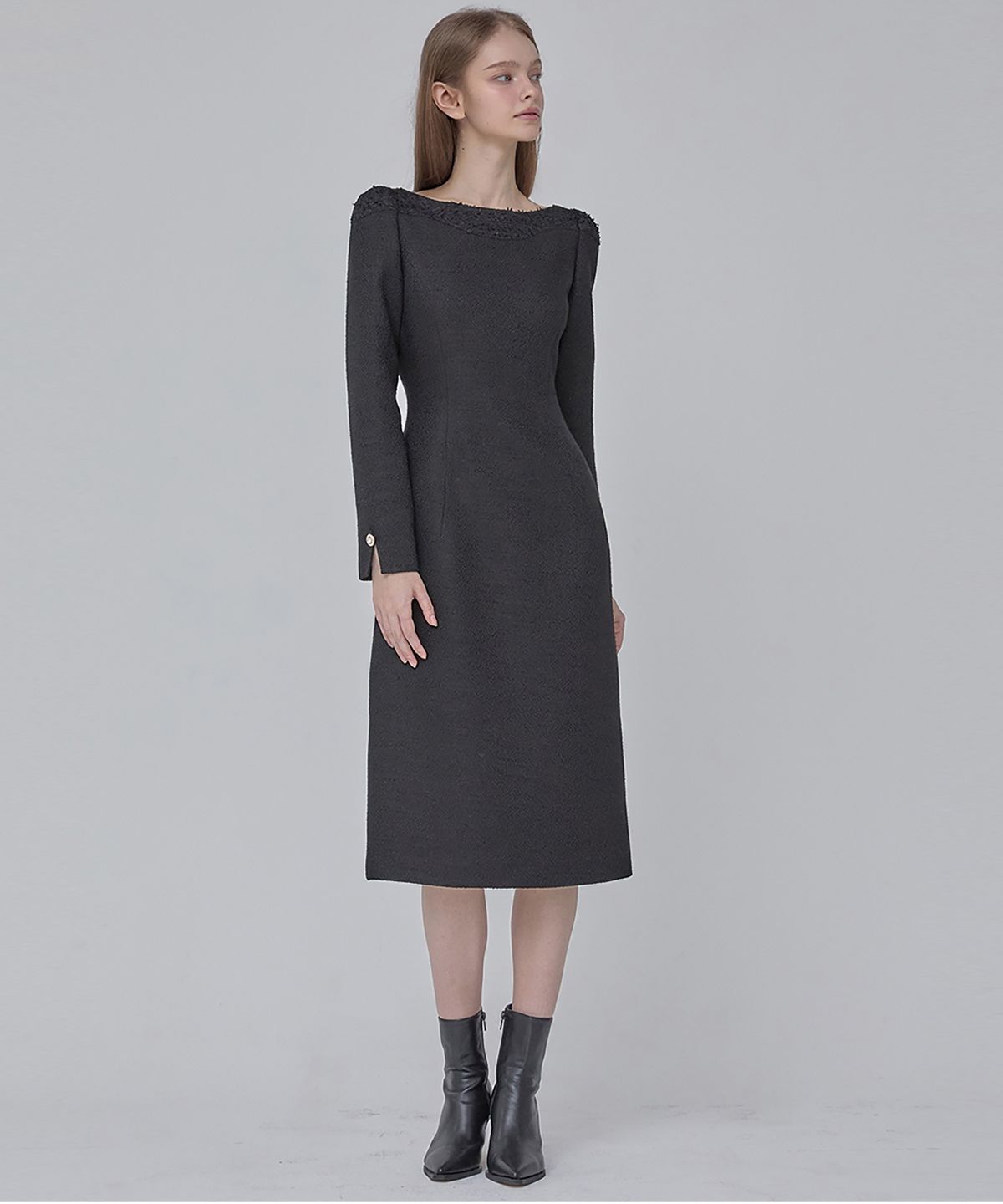 쥴리앤칼라(JULIY&CALLA) 24  FW 칼라105 디어 홀리 트위드원피스  블랙