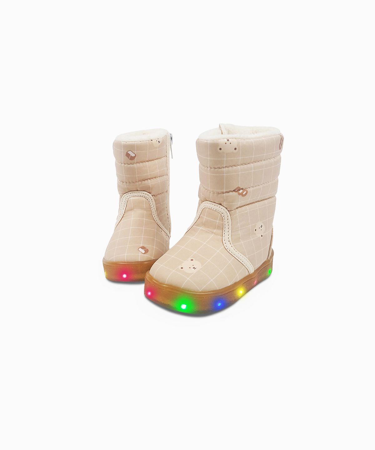 베이비솔(BABYSOLE) 체크곰돌이 LED부츠