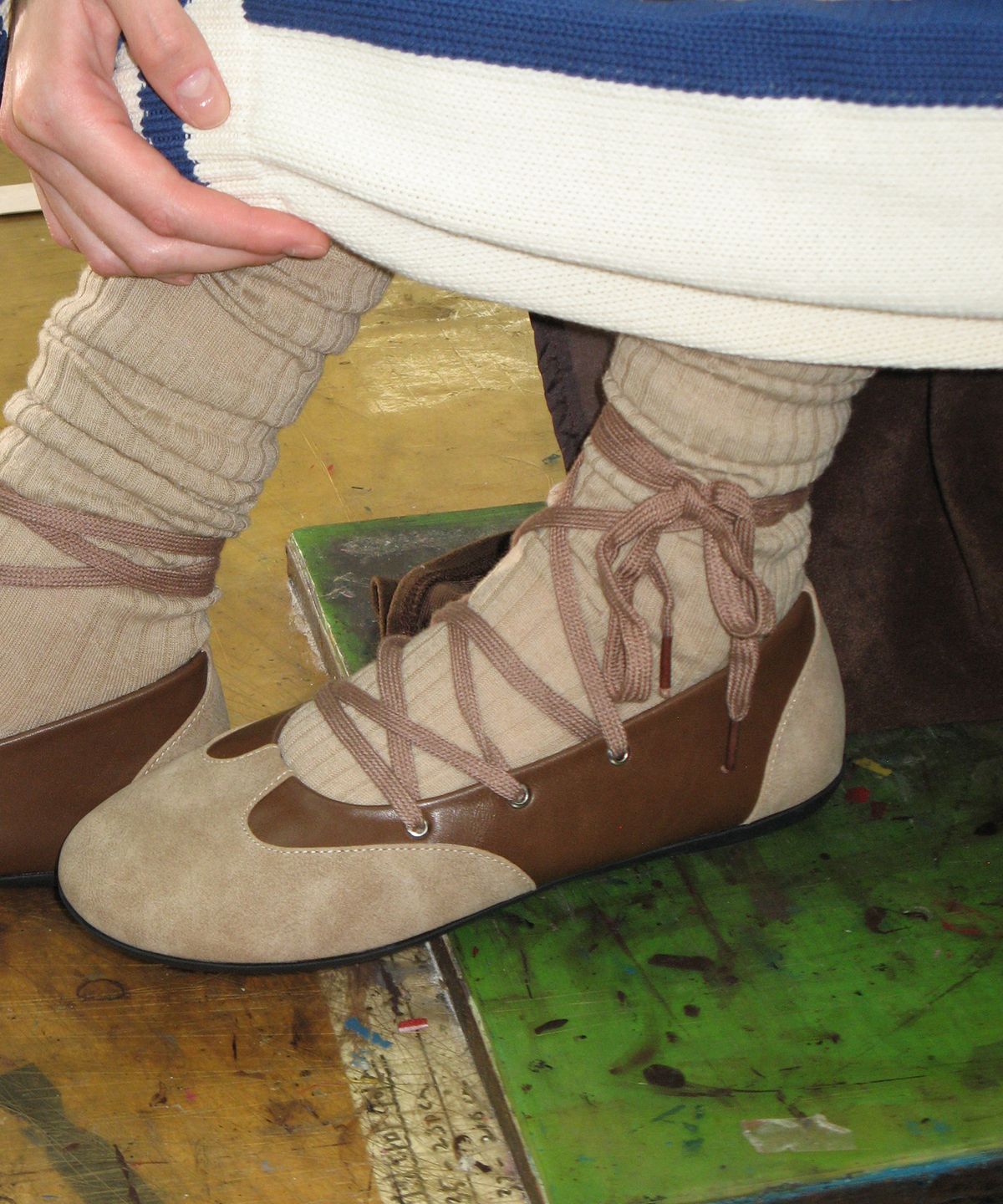 포기무디(FOGGY MOODY) Tender 0003. Combi Lace-Up Flats - 4colors