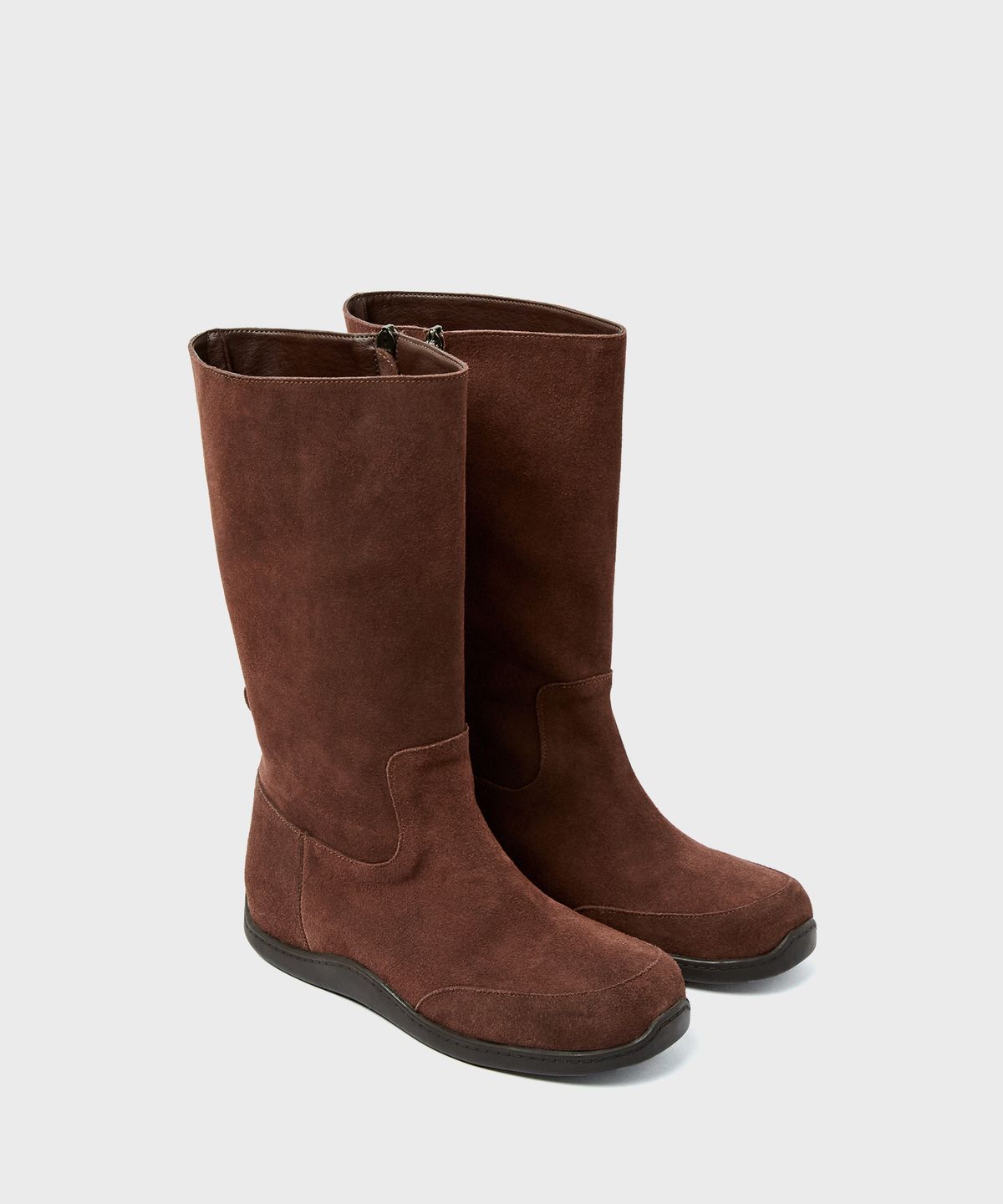 포기무디(FOGGY MOODY) Suede Keen 0005-1. Rubber Sole Mid-Leg Boots - 2colors