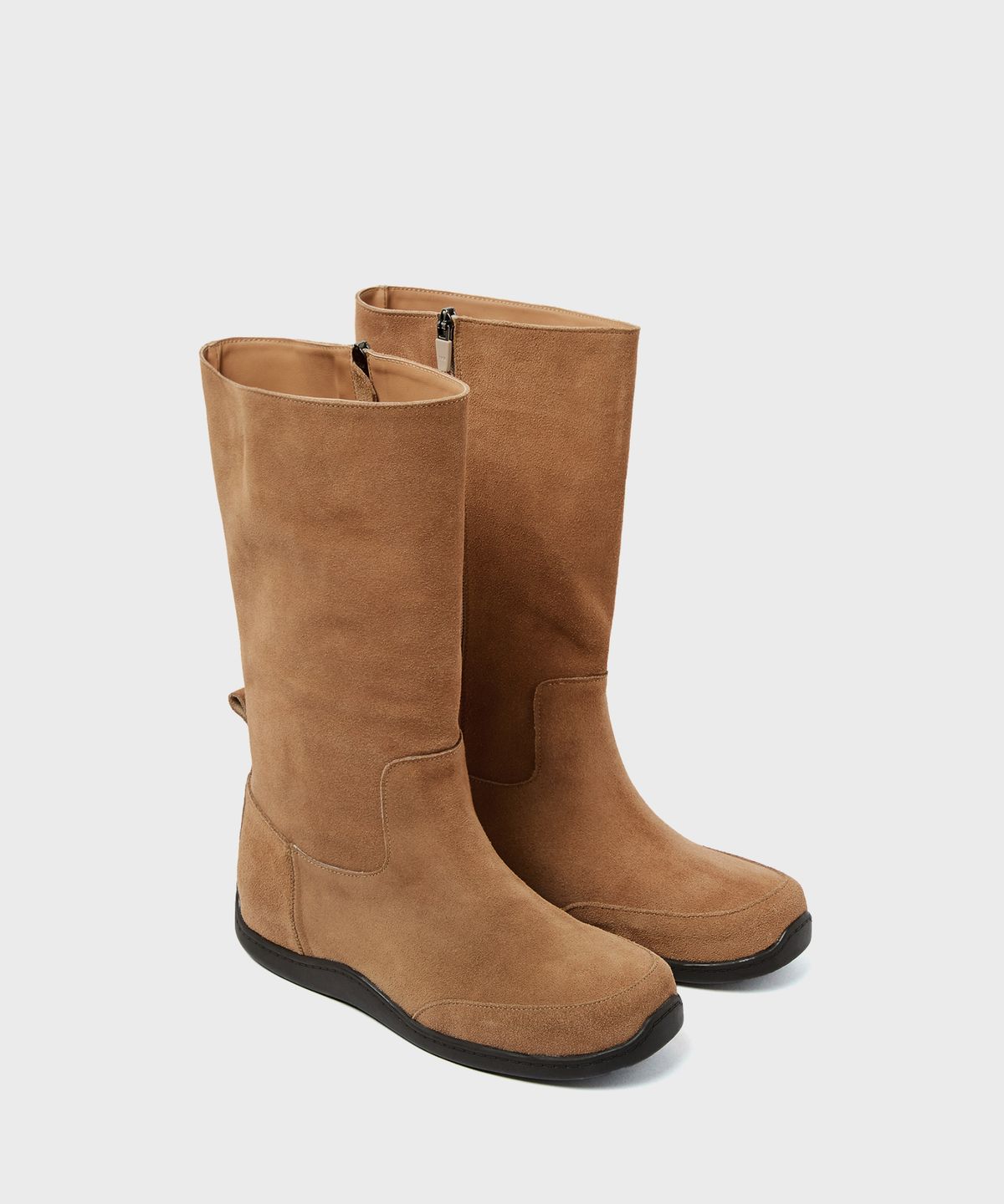 포기무디(FOGGY MOODY) Suede Keen 0005-1. Rubber Sole Mid-Leg Boots - 2colors