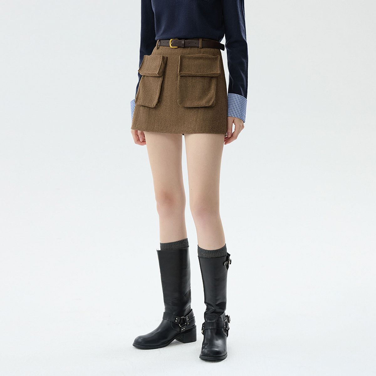 웬스데이딜라잇(WEDNESDAY DELIGHT) WD_Double pocket woolen skirt