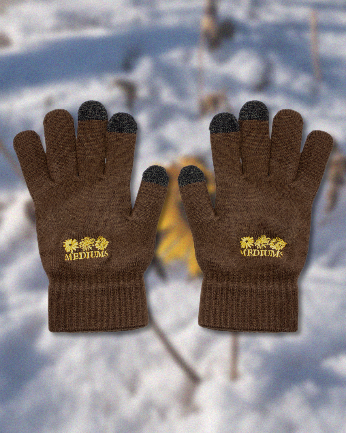 미디엄스(MEDIUMS) Sunflower Logo Gloves - Brown (해바라기 로고 장갑)