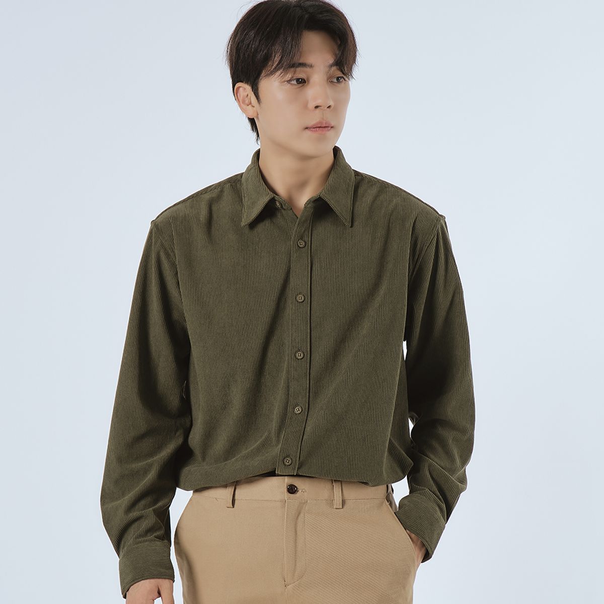 엘엑스티(LXT) 코듀로이 스트레이트 셔츠 [카키]