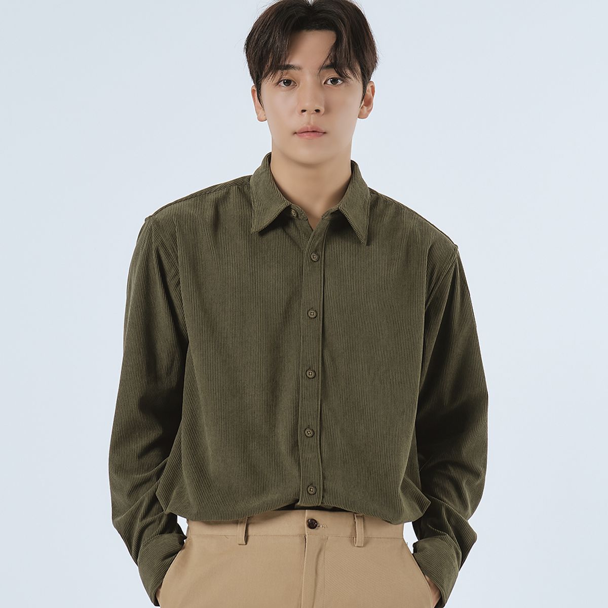 엘엑스티(LXT) 코듀로이 스트레이트 셔츠 [카키]