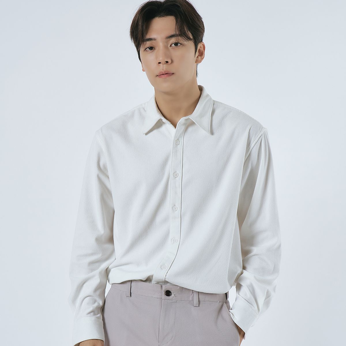 엘엑스티(LXT) 코듀로이 스트레이트 셔츠 [화이트]