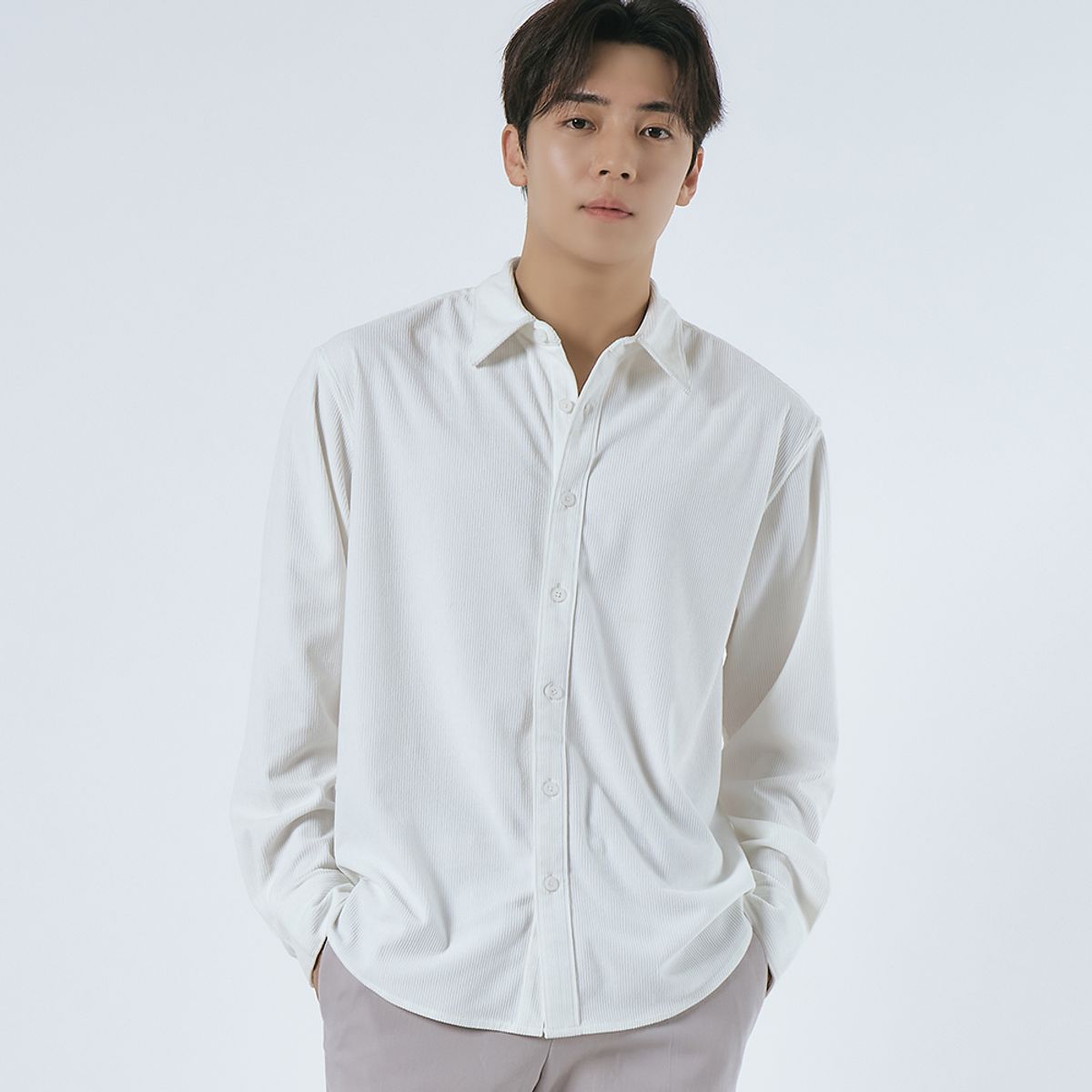 엘엑스티(LXT) 코듀로이 스트레이트 셔츠 [화이트]
