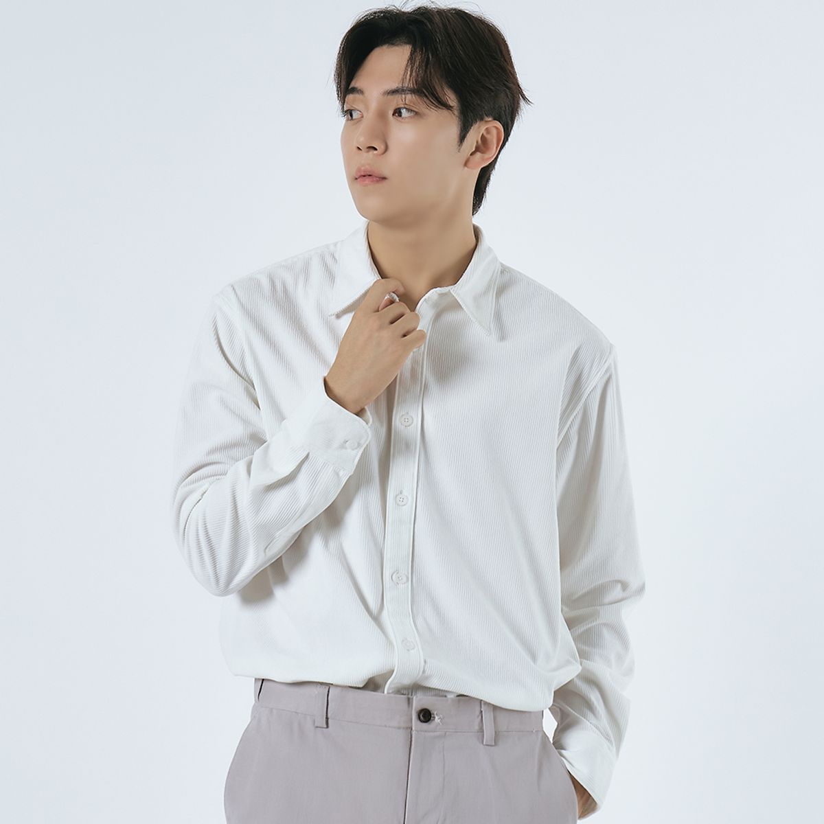 엘엑스티(LXT) 코듀로이 스트레이트 셔츠 [화이트]