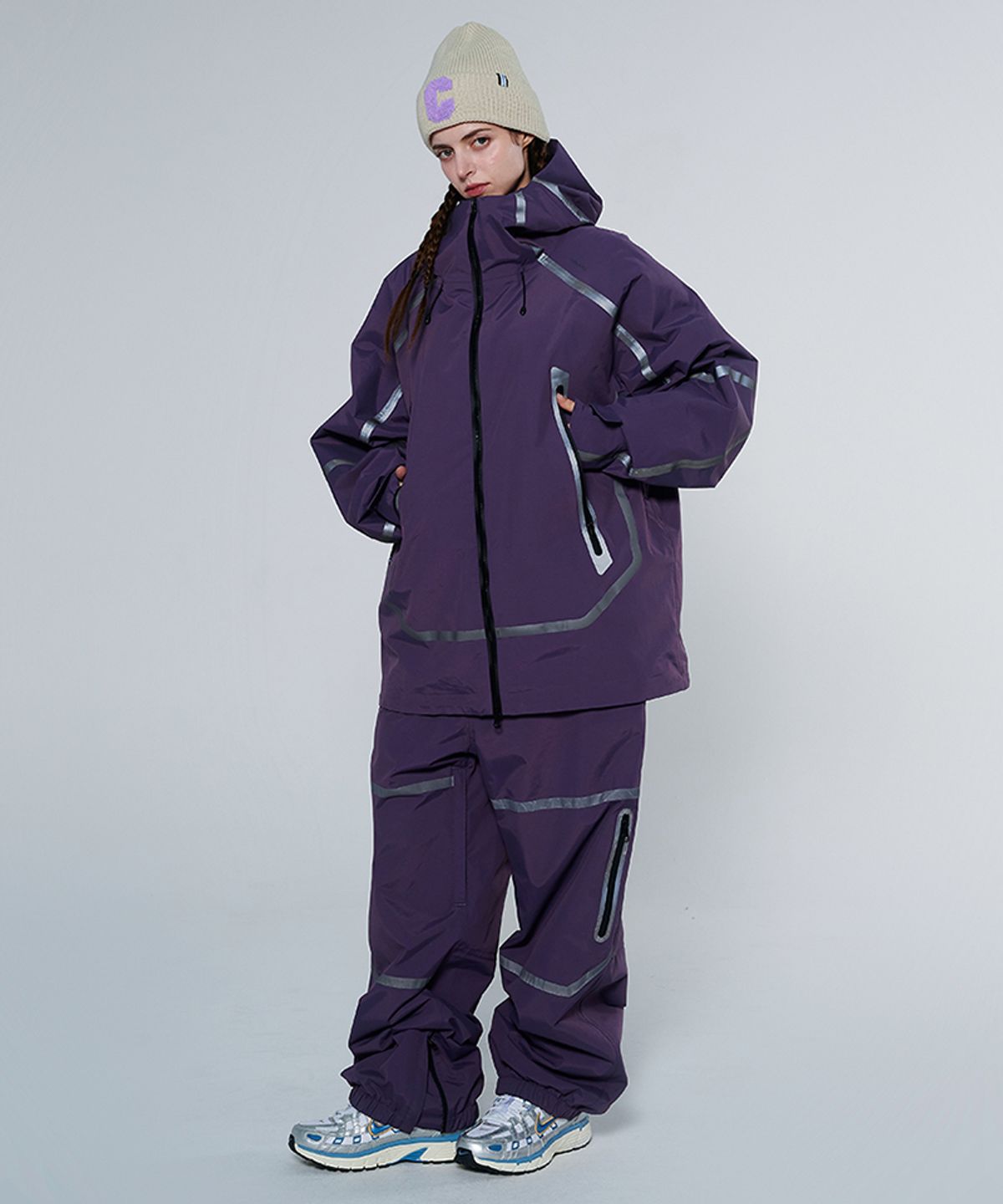돌아우터웨어(DOLL OUTERWEAR) [DOLL X DUMDIDUM] 2425 베가 자켓&팬츠 보드복 세트 DARK PURPLE 남녀공용