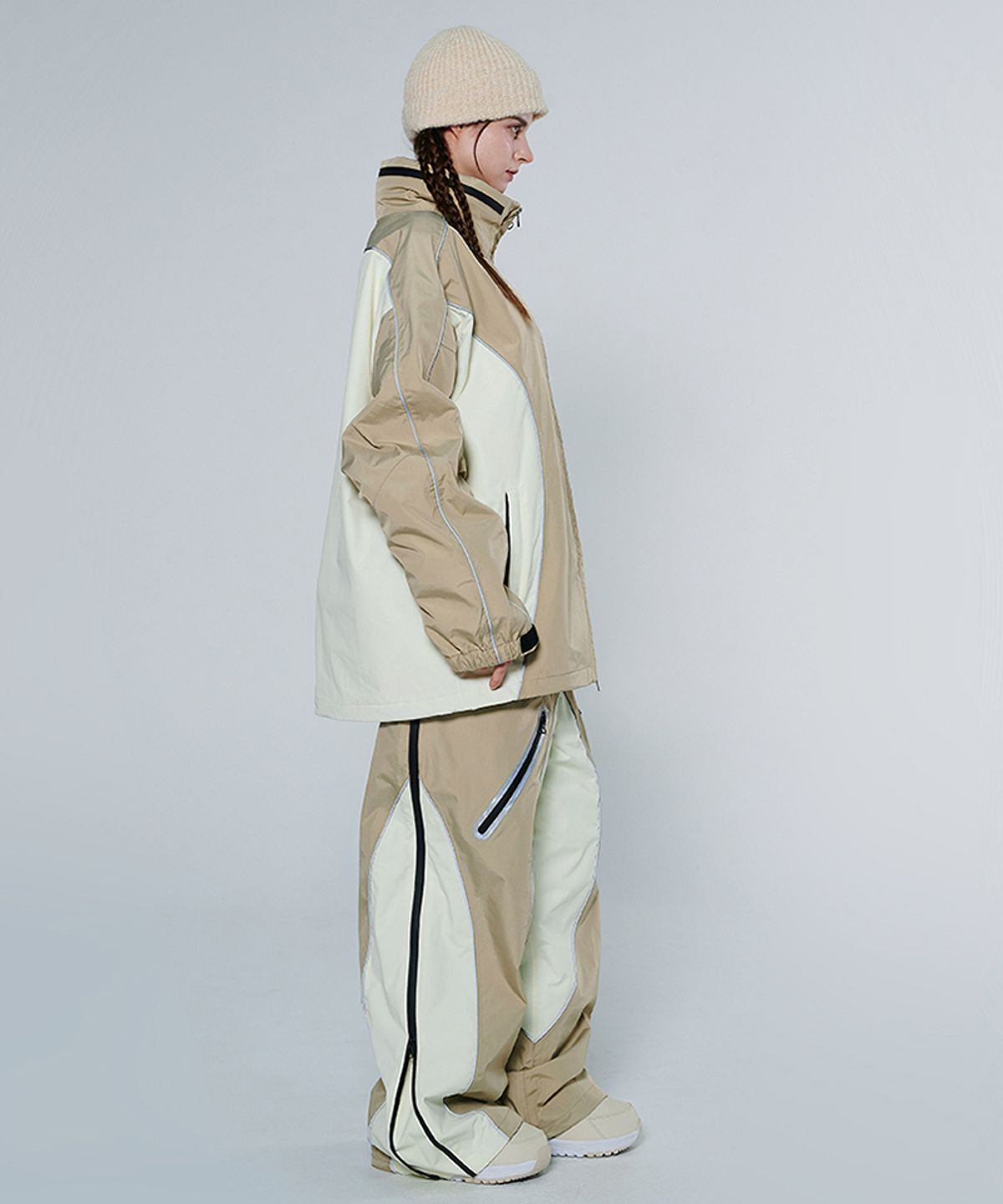 돌아우터웨어(DOLL OUTERWEAR) [DOLL X DUMDIDUM] 2425 페이드 자켓&팬츠 보드복 세트 BEIGE IVORY 남녀공용