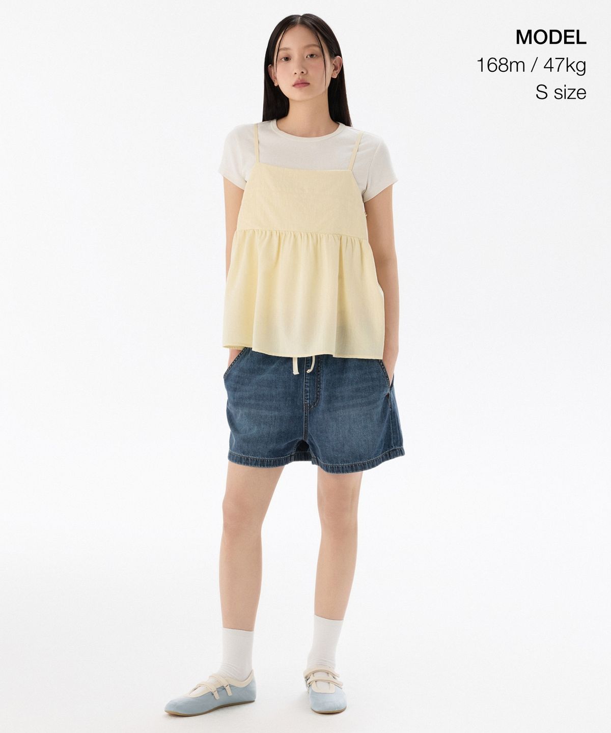 무신사 스탠다드 우먼(MUSINSA STANDARD WOMAN) 우먼즈 슬리브리스 페플럼 탑 [버터]