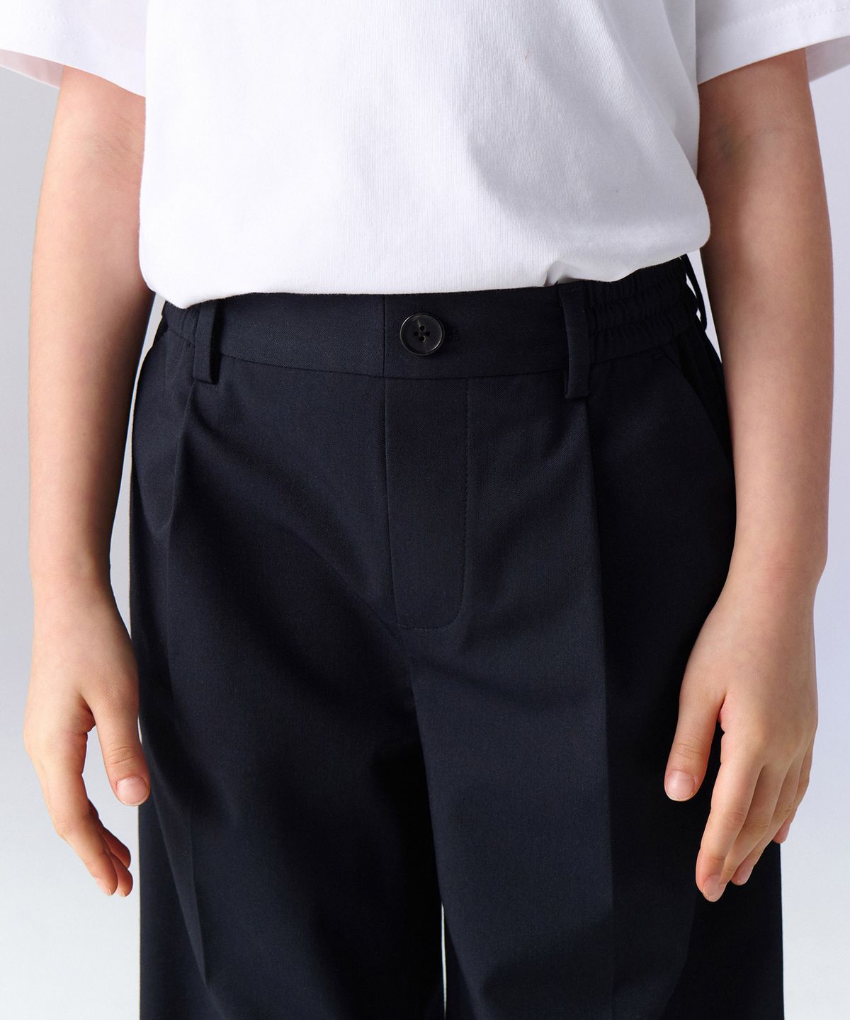 무신사 스탠다드 키즈(MUSINSA STANDARD KIDS) 와이드 밴딩 슬랙스 [네이비]