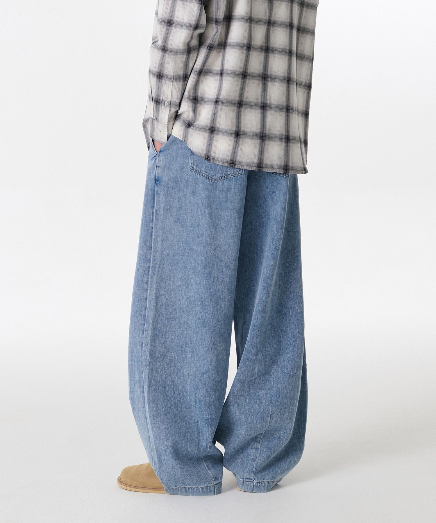 ★MUSINSA STANDARD★ Linen-like balloon denim pants gray MME MUSINSA | MUSINSA STANDARD Linen-like semi-balloon denim