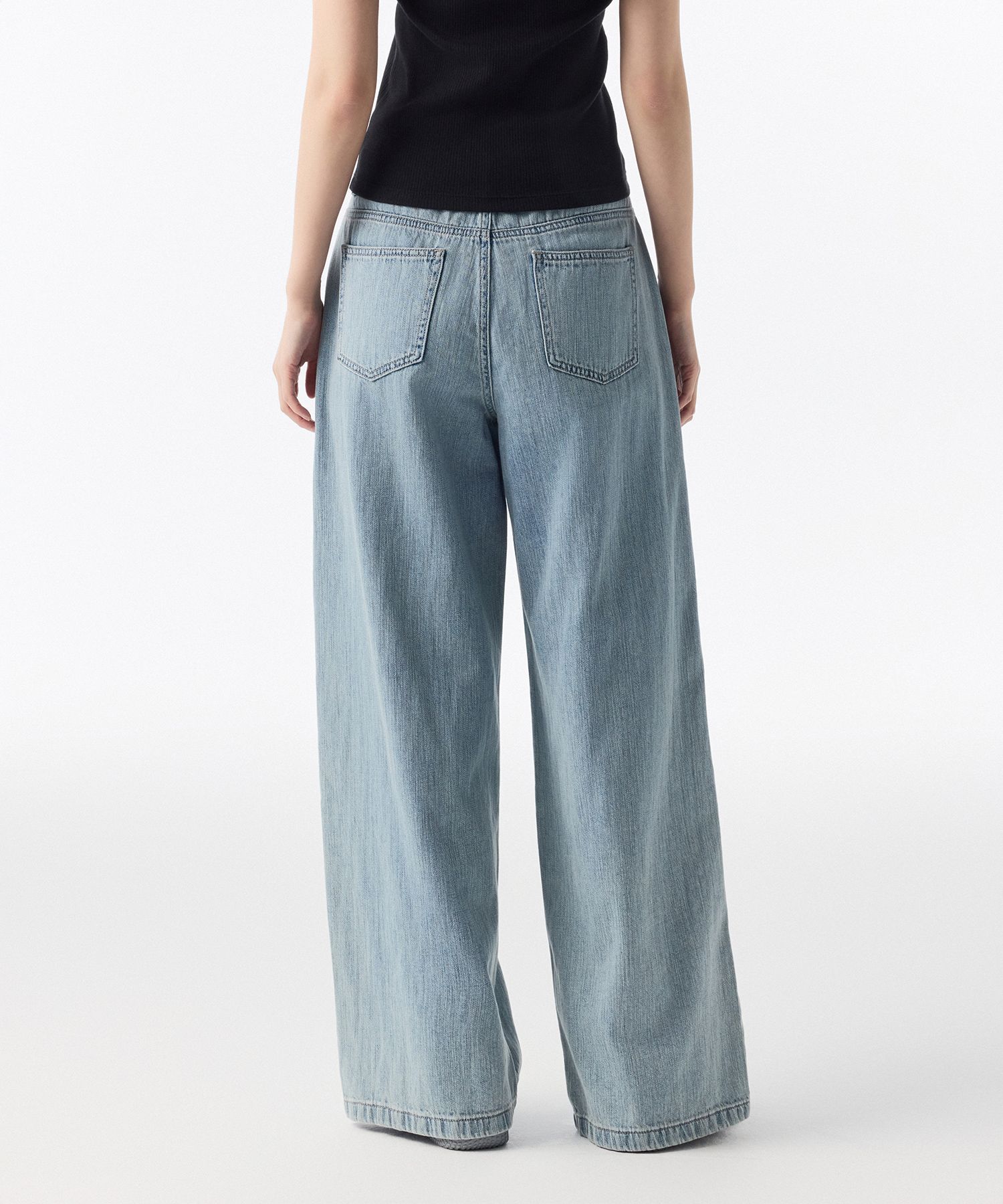 ★MUSINSA STANDARD★ Linen-like extra wide denim pants sky b MUSINSA | MUSINSA STANDARD WOMAN Women's Linen Like One Tuck