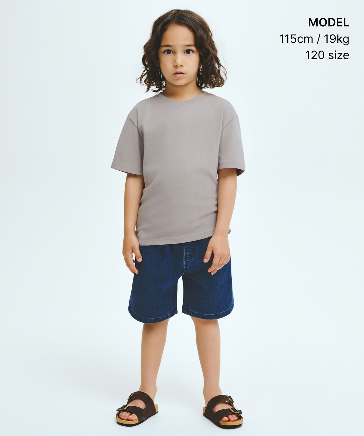 무신사 스탠다드 키즈(MUSINSA STANDARD KIDS) [쿨탠다드] 원 턱 와이드 밴딩 데님 쇼츠 [딥 인디고]