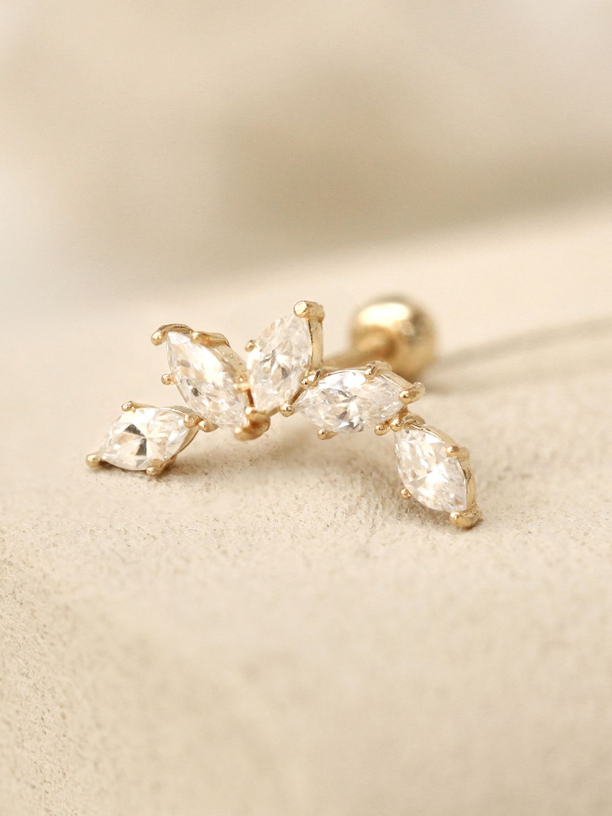 미니멀피어싱(MINIMALPIERCING) 14K 보트 커브 큐빅 피어싱 귀걸이