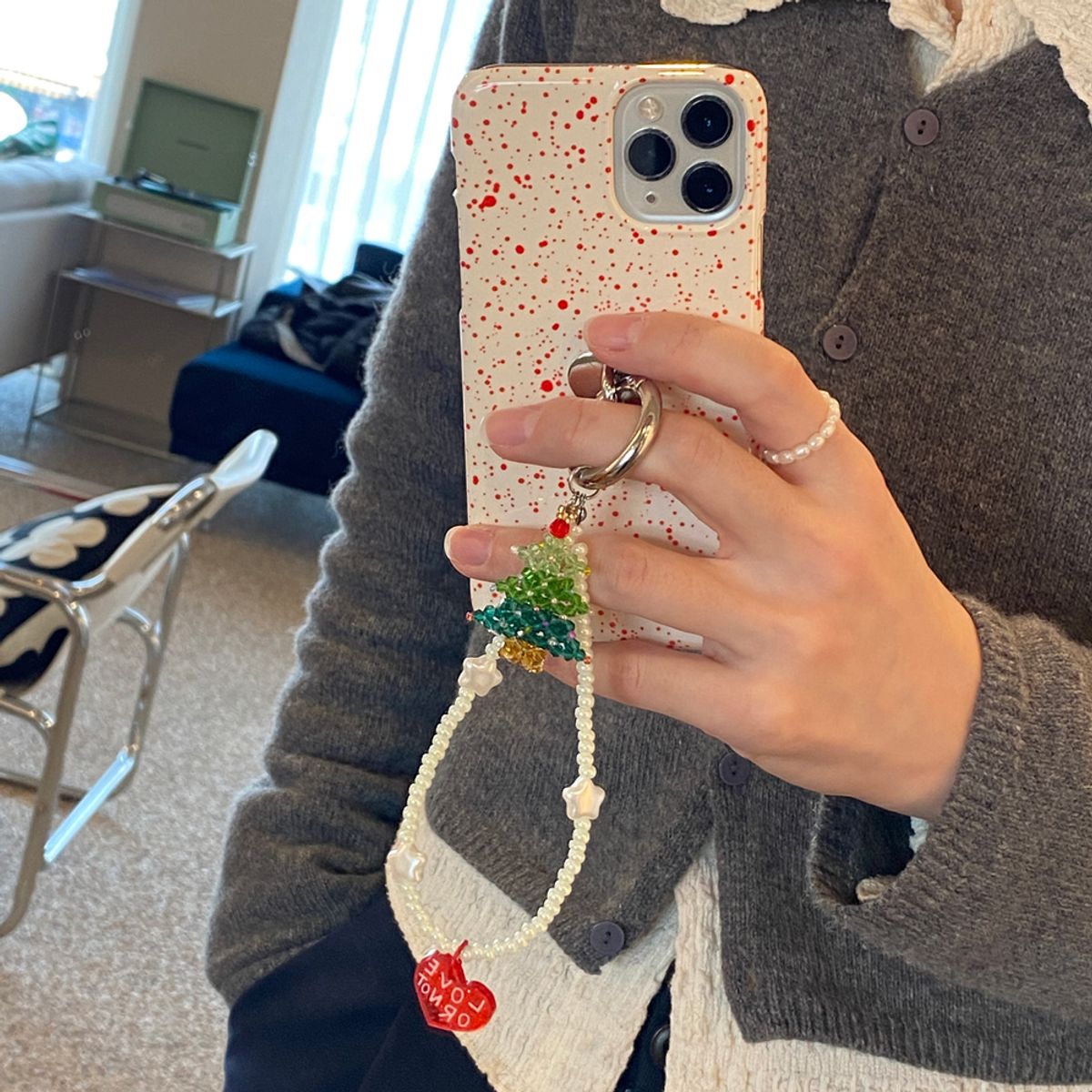 러브오낫(LOVE OR NOT) 비즈스트랩/키링앤톡 Christmas Tree-Mint Beads Strap/Keyring&Tok