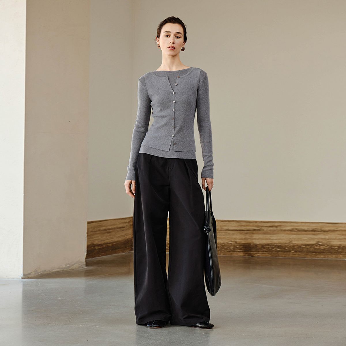 와이와이아이엠(YYIAM) YY_Fake two-piece slim knit top_3 color